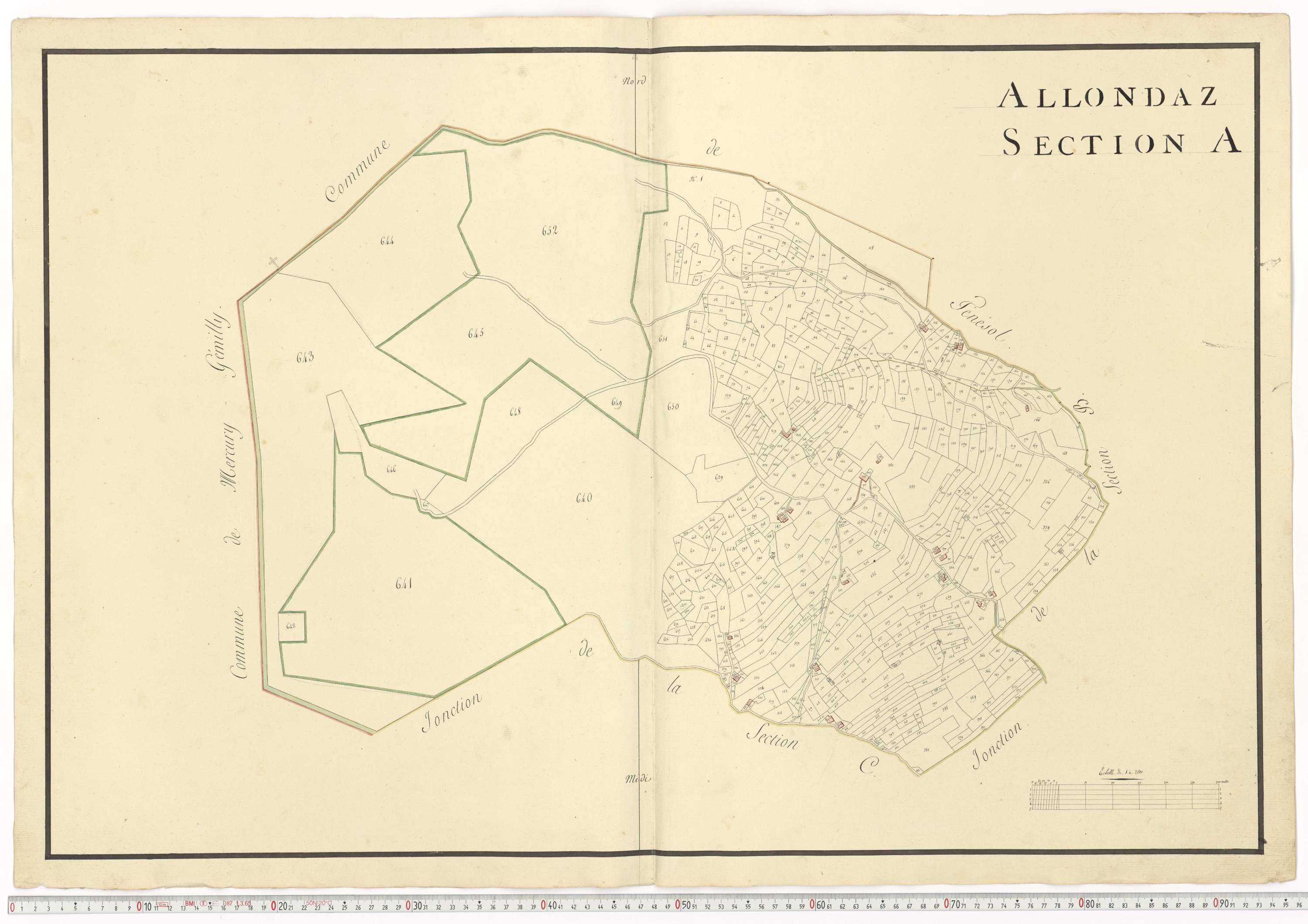 Aiguebelle - Cadastre napoléonien : plan cadastral. - Allondaz, Cléry-Frontenex, Gilly, Sainte-Hélène-des-Millières, l'Hôpital, Mercury-Gemilly, Montailleur.