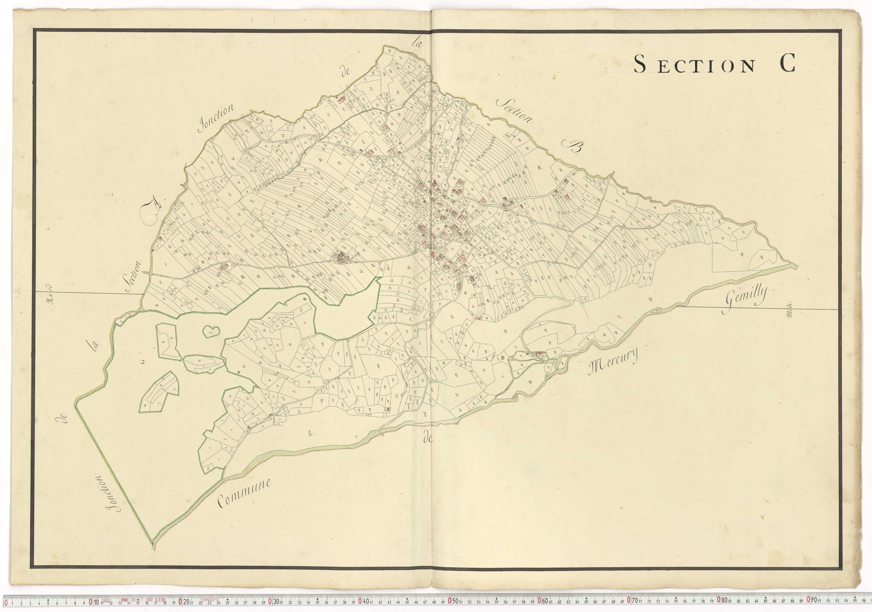 Aiguebelle - Cadastre napoléonien : plan cadastral. - Allondaz, Cléry-Frontenex, Gilly, Sainte-Hélène-des-Millières, l'Hôpital, Mercury-Gemilly, Montailleur.