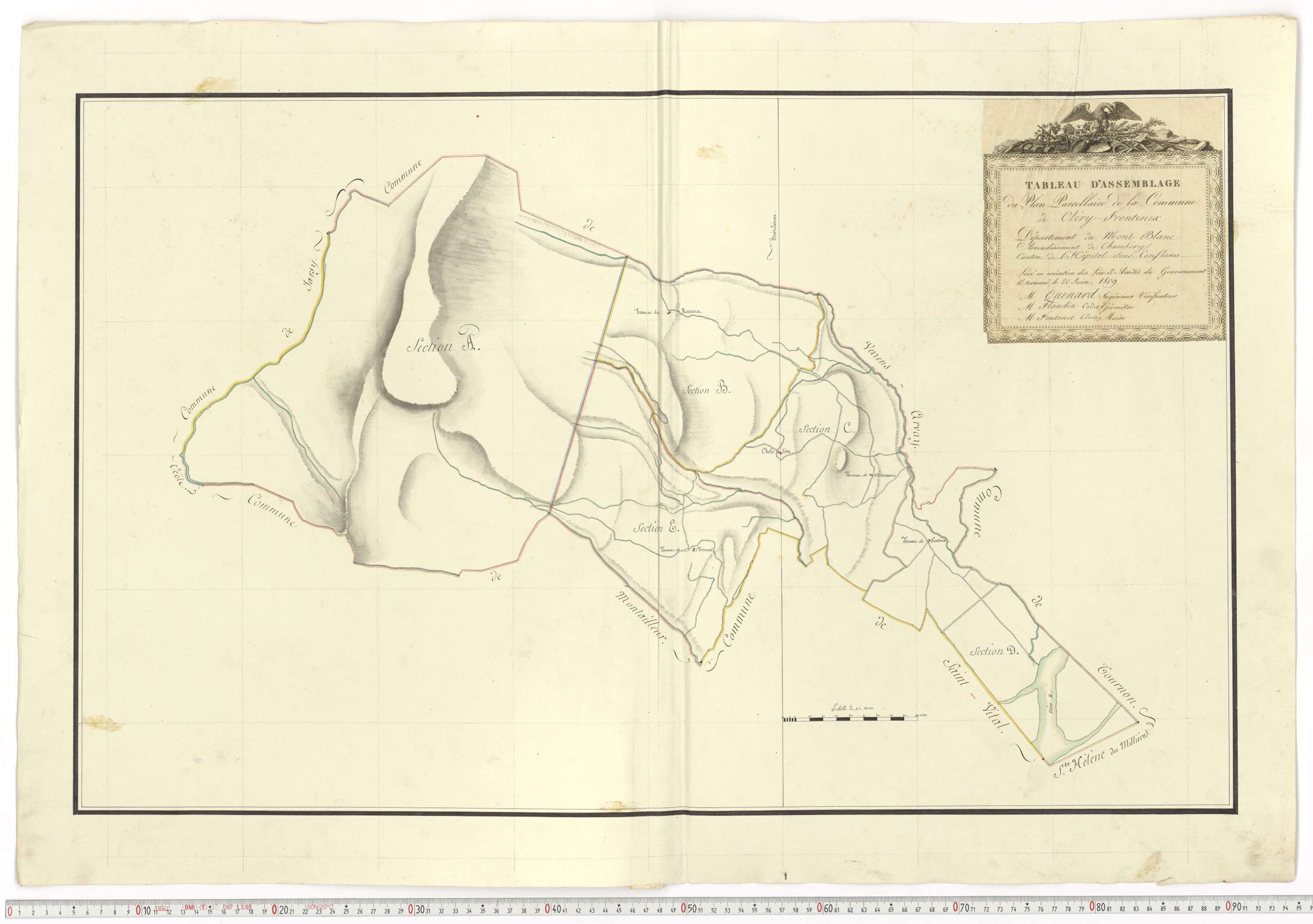 Aiguebelle - Cadastre napoléonien : plan cadastral. - Allondaz, Cléry-Frontenex, Gilly, Sainte-Hélène-des-Millières, l'Hôpital, Mercury-Gemilly, Montailleur.