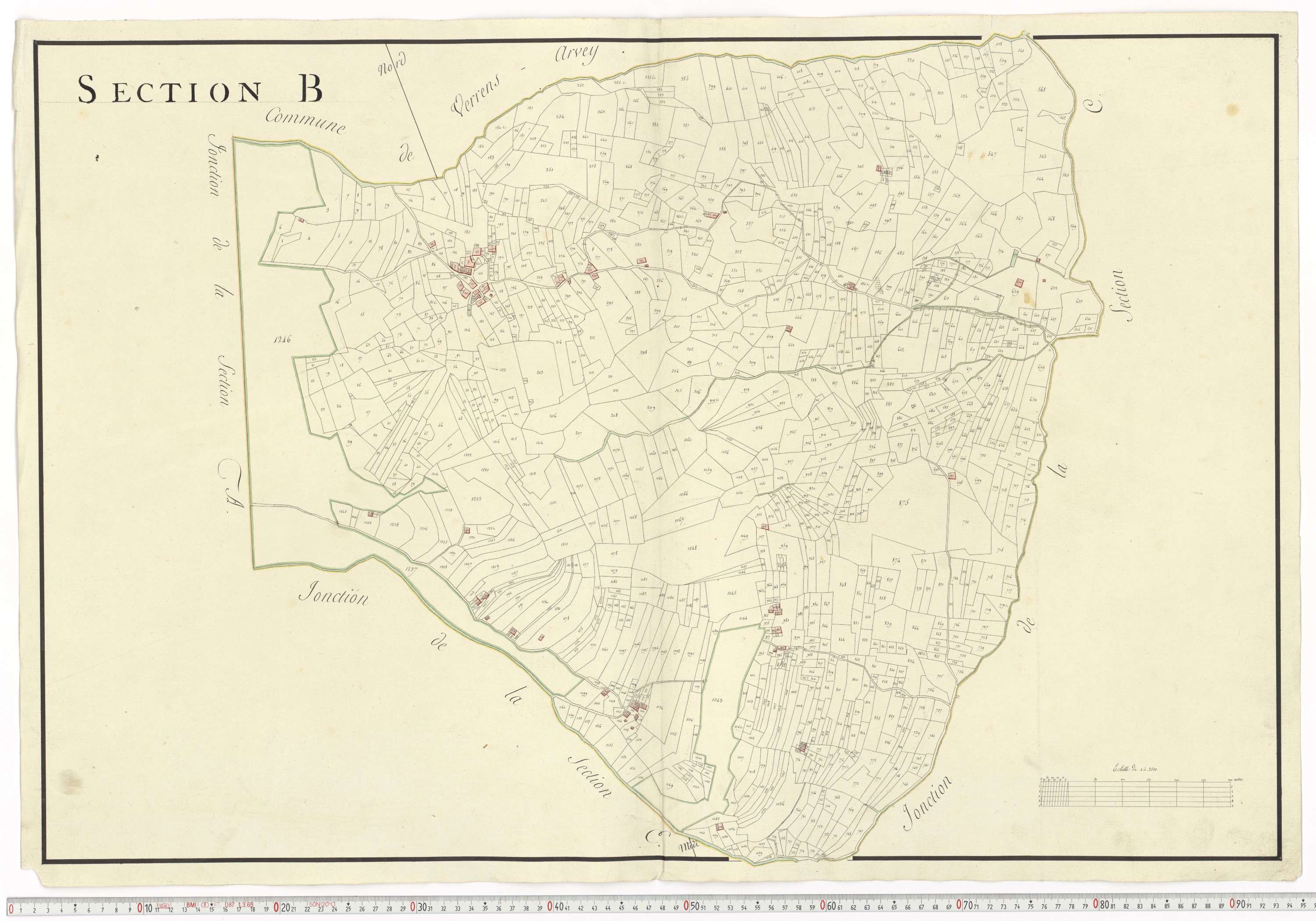 Aiguebelle - Cadastre napoléonien : plan cadastral. - Allondaz, Cléry-Frontenex, Gilly, Sainte-Hélène-des-Millières, l'Hôpital, Mercury-Gemilly, Montailleur.