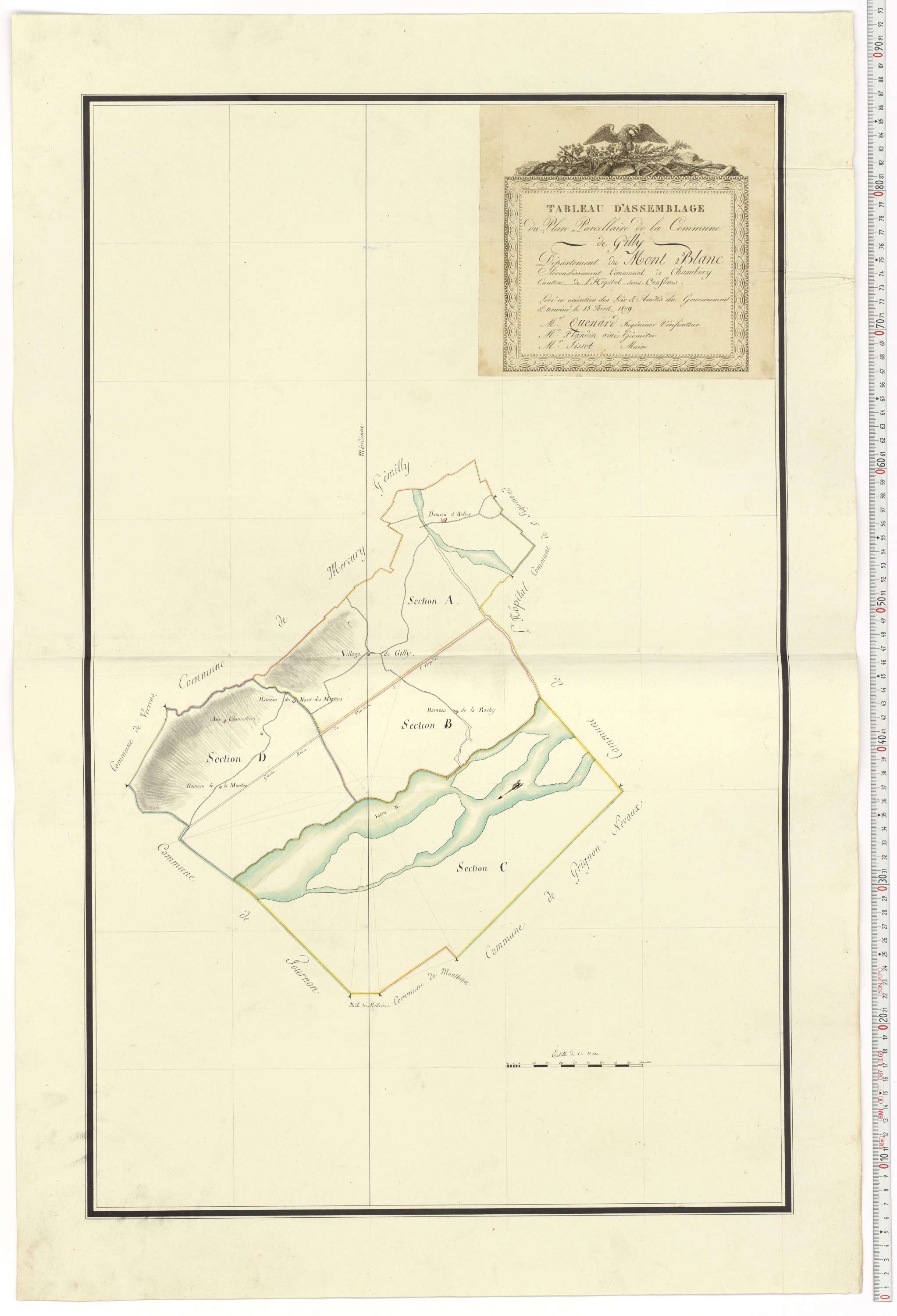 Aiguebelle - Cadastre napoléonien : plan cadastral. - Allondaz, Cléry-Frontenex, Gilly, Sainte-Hélène-des-Millières, l'Hôpital, Mercury-Gemilly, Montailleur.