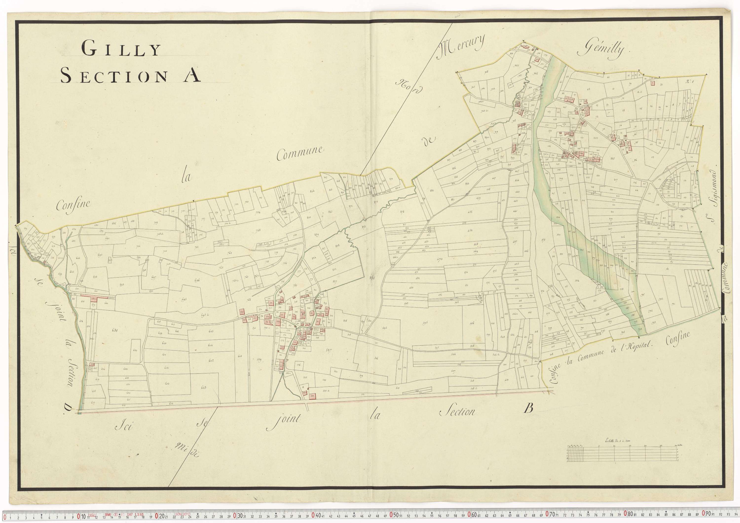 Aiguebelle - Cadastre napoléonien : plan cadastral. - Allondaz, Cléry-Frontenex, Gilly, Sainte-Hélène-des-Millières, l'Hôpital, Mercury-Gemilly, Montailleur.