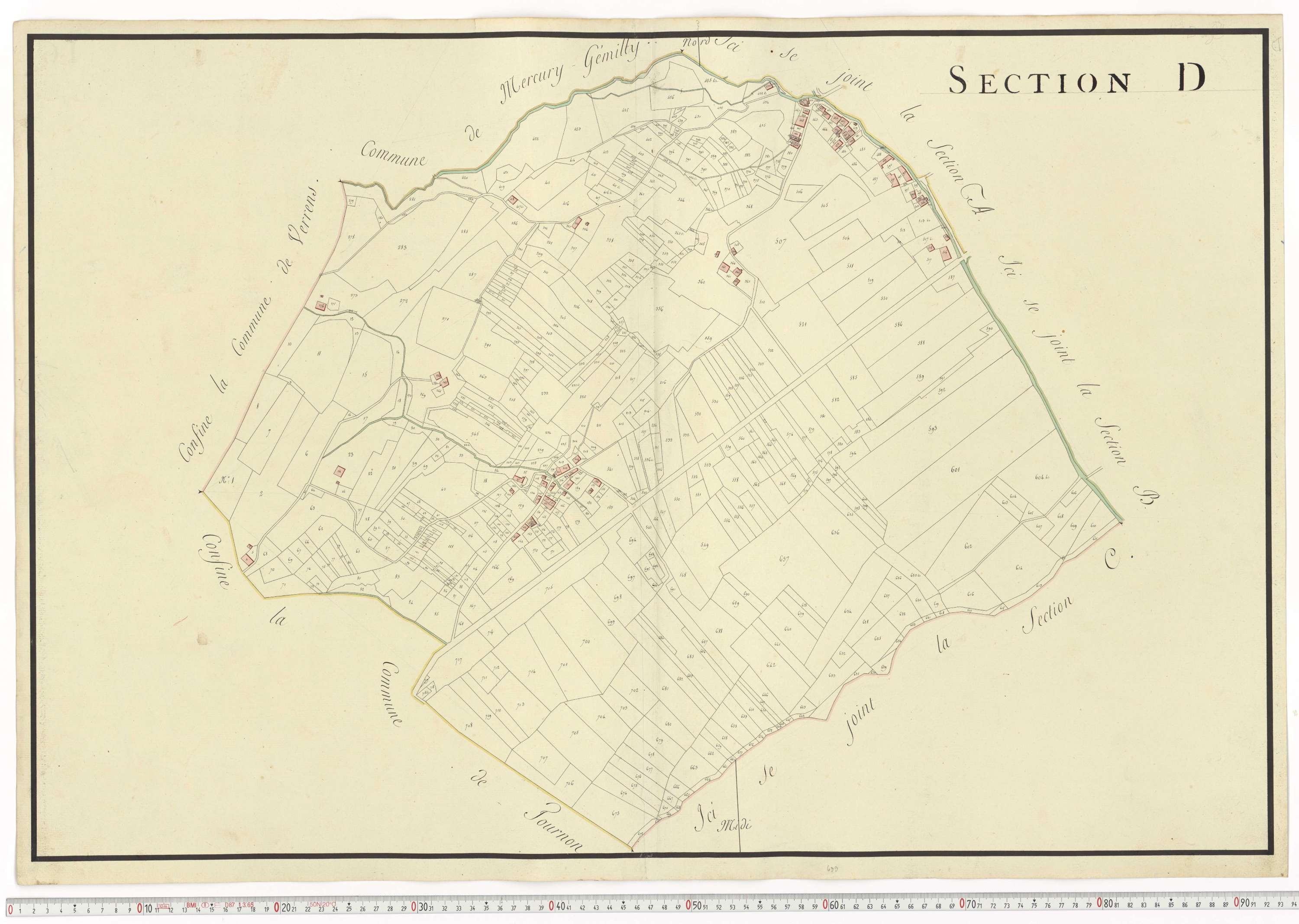 Aiguebelle - Cadastre napoléonien : plan cadastral. - Allondaz, Cléry-Frontenex, Gilly, Sainte-Hélène-des-Millières, l'Hôpital, Mercury-Gemilly, Montailleur.