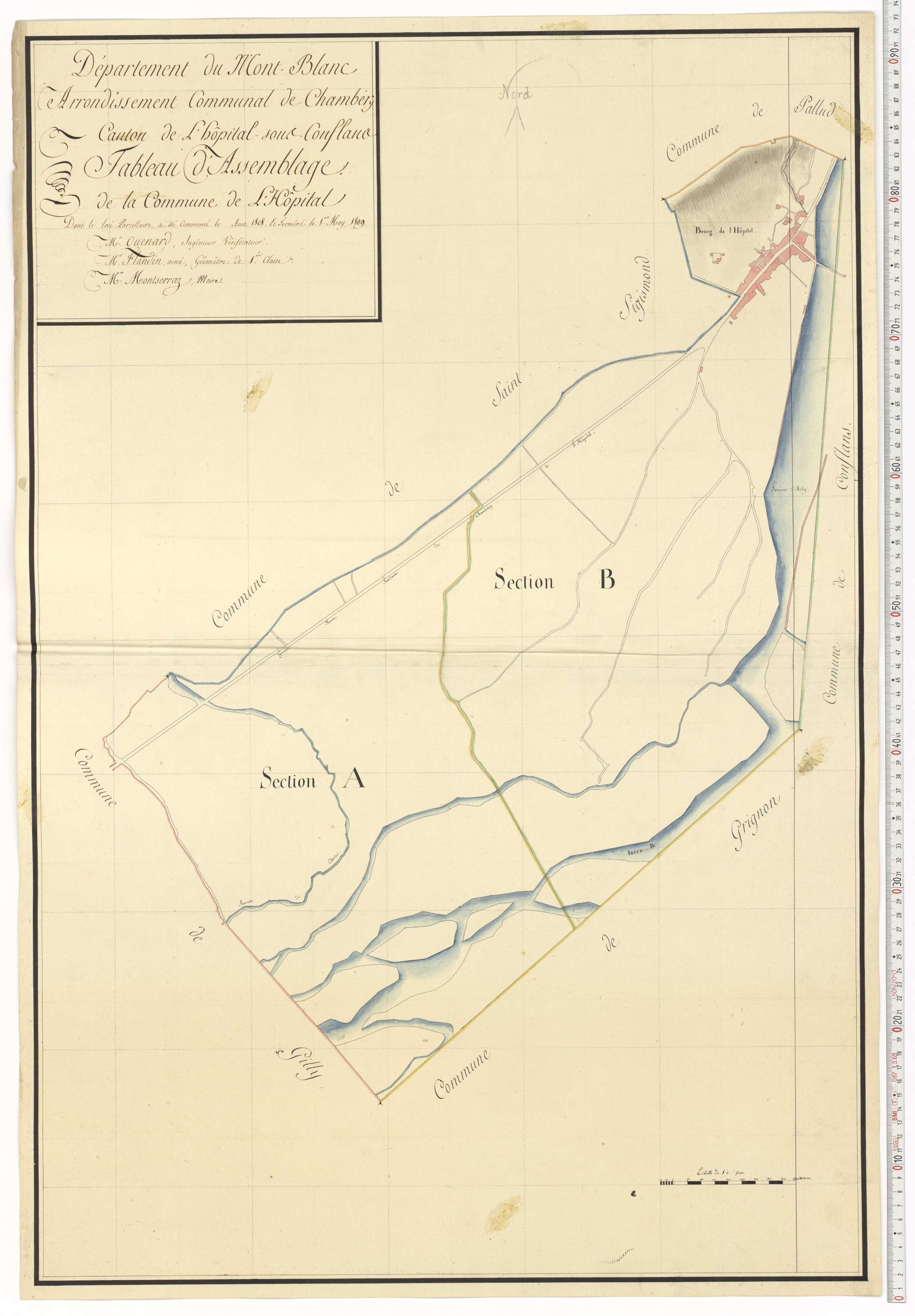 Aiguebelle - Cadastre napoléonien : plan cadastral. - Allondaz, Cléry-Frontenex, Gilly, Sainte-Hélène-des-Millières, l'Hôpital, Mercury-Gemilly, Montailleur.