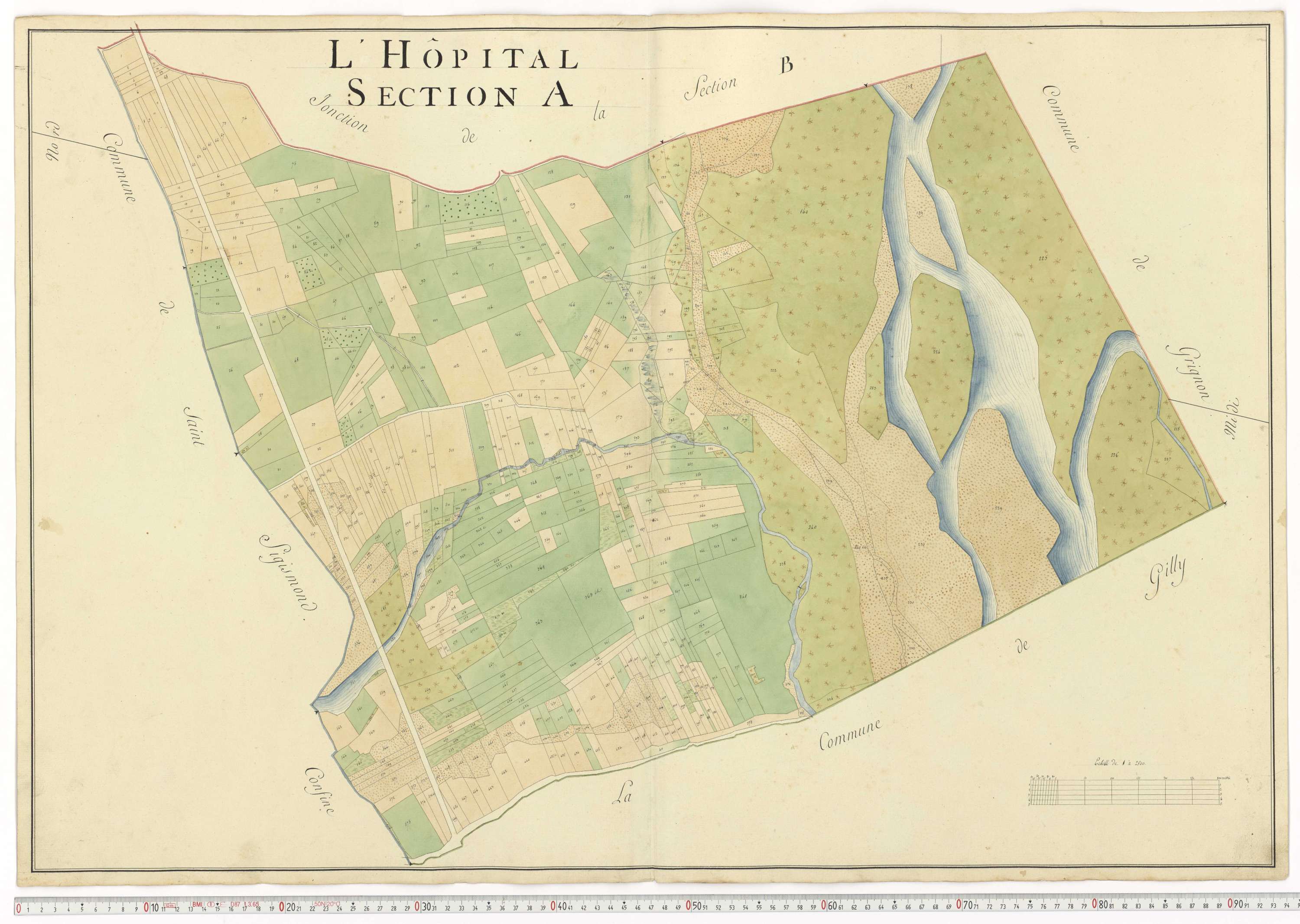 Aiguebelle - Cadastre napoléonien : plan cadastral. - Allondaz, Cléry-Frontenex, Gilly, Sainte-Hélène-des-Millières, l'Hôpital, Mercury-Gemilly, Montailleur.