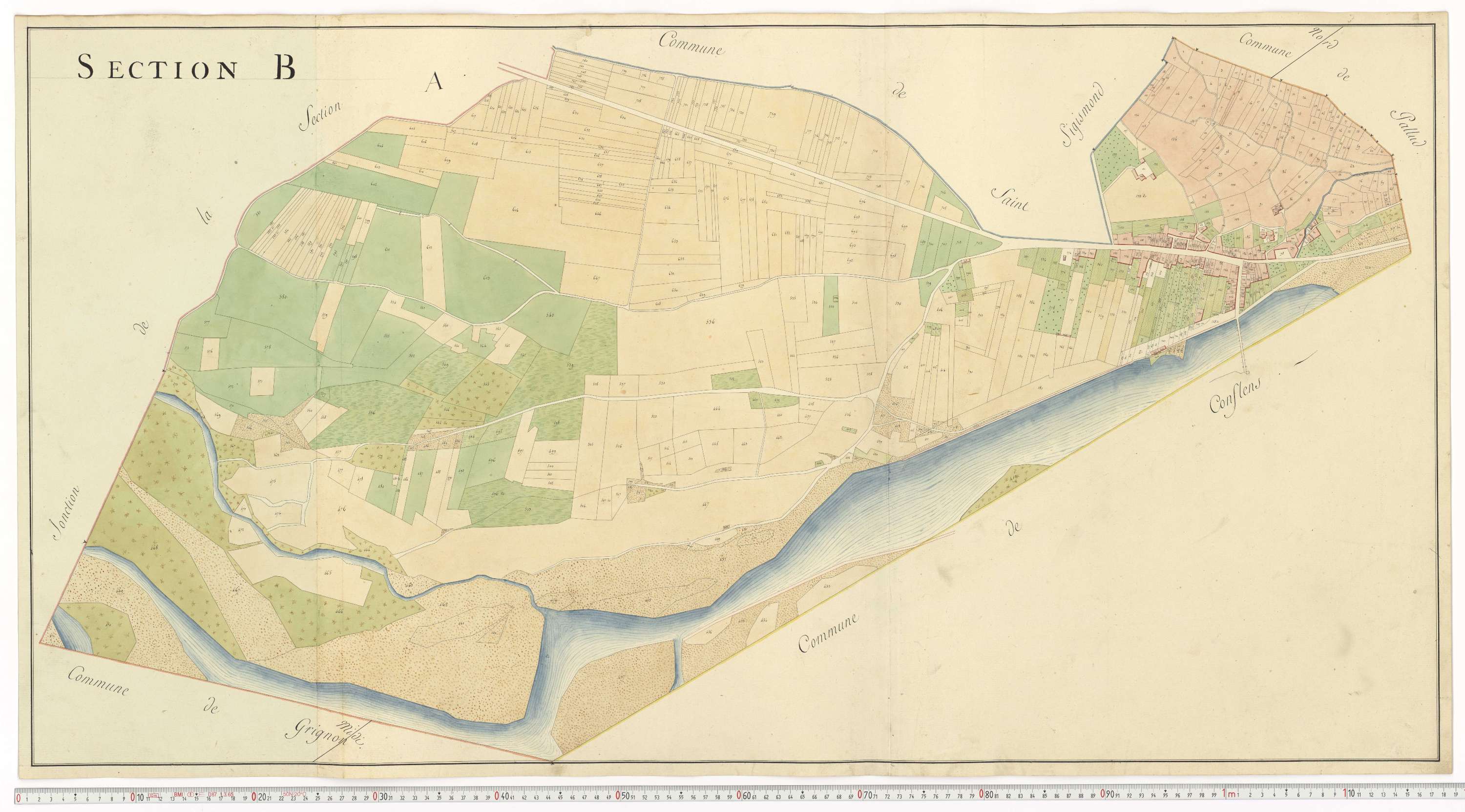 Aiguebelle - Cadastre napoléonien : plan cadastral. - Allondaz, Cléry-Frontenex, Gilly, Sainte-Hélène-des-Millières, l'Hôpital, Mercury-Gemilly, Montailleur.