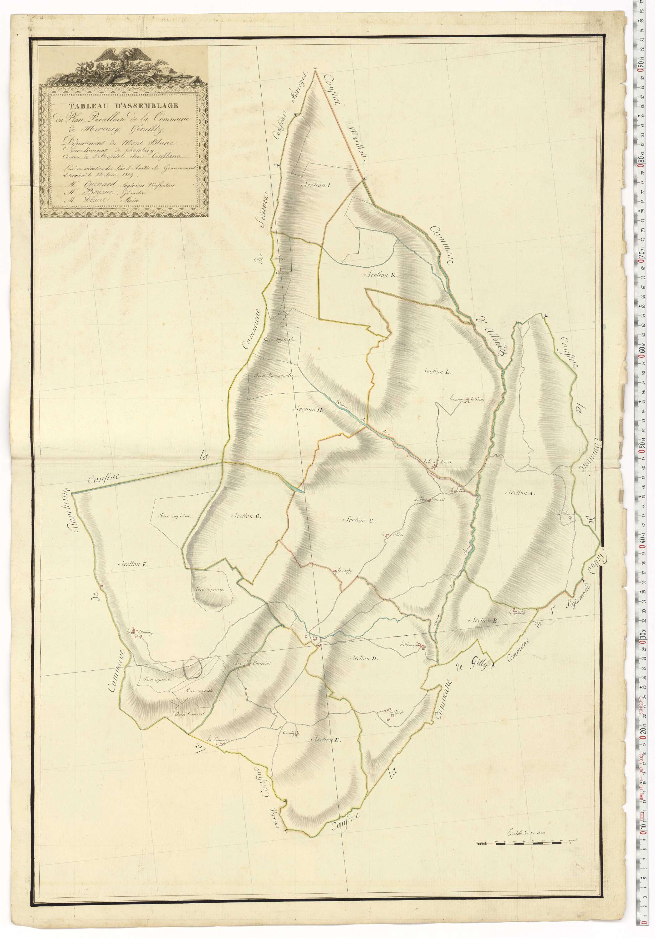 Aiguebelle - Cadastre napoléonien : plan cadastral. - Allondaz, Cléry-Frontenex, Gilly, Sainte-Hélène-des-Millières, l'Hôpital, Mercury-Gemilly, Montailleur.