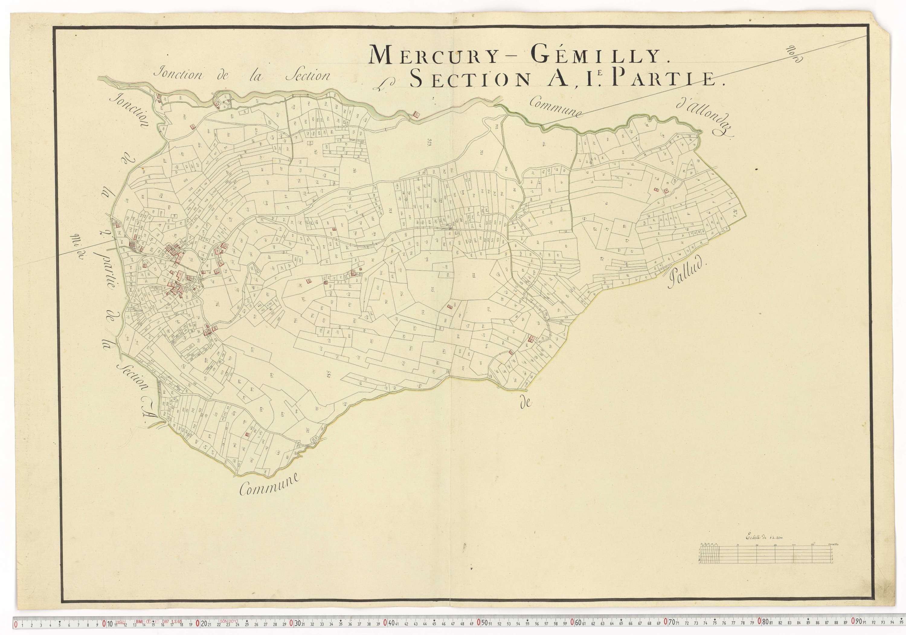 Aiguebelle - Cadastre napoléonien : plan cadastral. - Allondaz, Cléry-Frontenex, Gilly, Sainte-Hélène-des-Millières, l'Hôpital, Mercury-Gemilly, Montailleur.