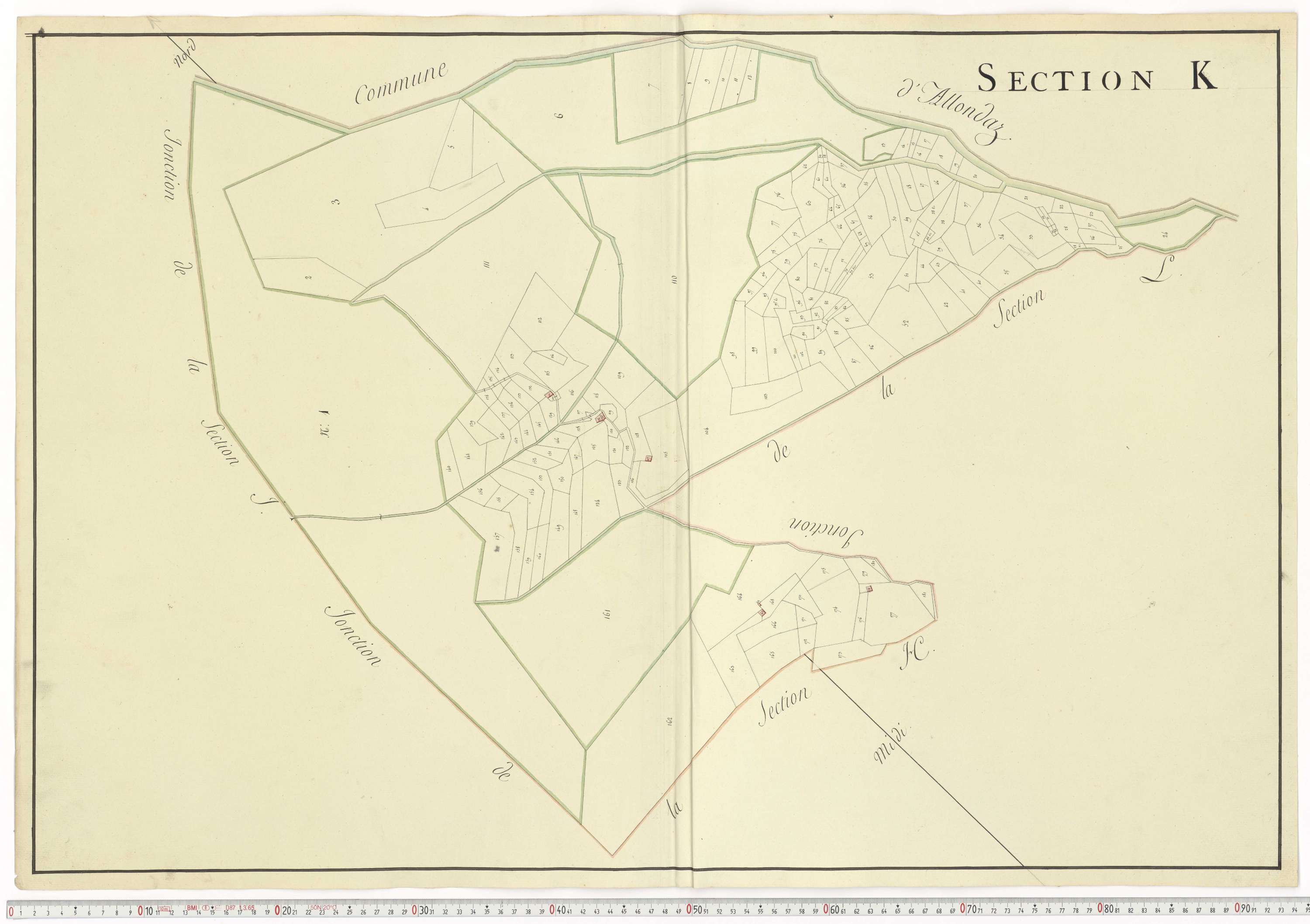 Aiguebelle - Cadastre napoléonien : plan cadastral. - Allondaz, Cléry-Frontenex, Gilly, Sainte-Hélène-des-Millières, l'Hôpital, Mercury-Gemilly, Montailleur.