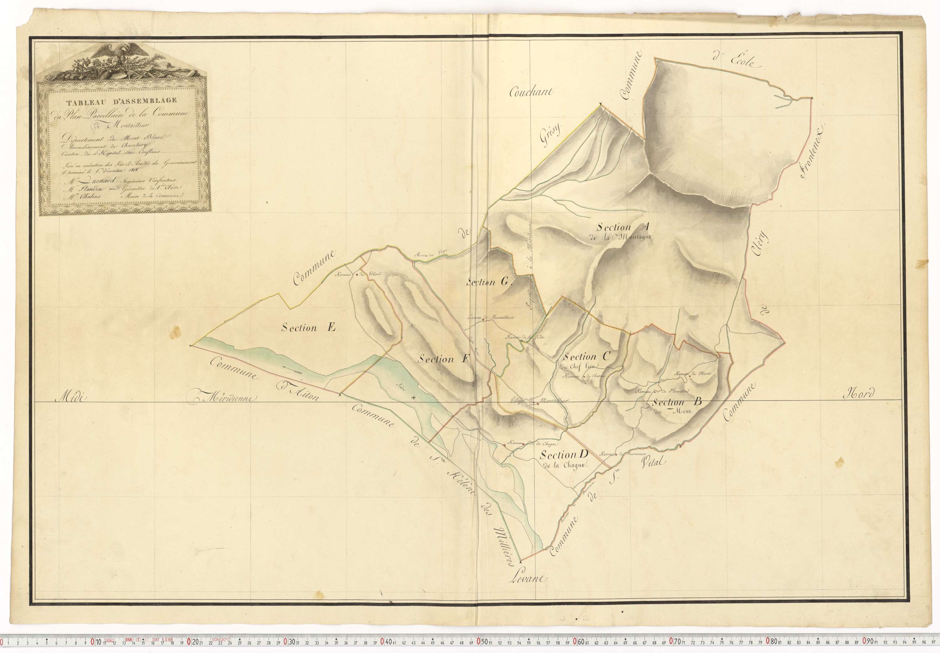 Aiguebelle - Cadastre napoléonien : plan cadastral. - Allondaz, Cléry-Frontenex, Gilly, Sainte-Hélène-des-Millières, l'Hôpital, Mercury-Gemilly, Montailleur.
