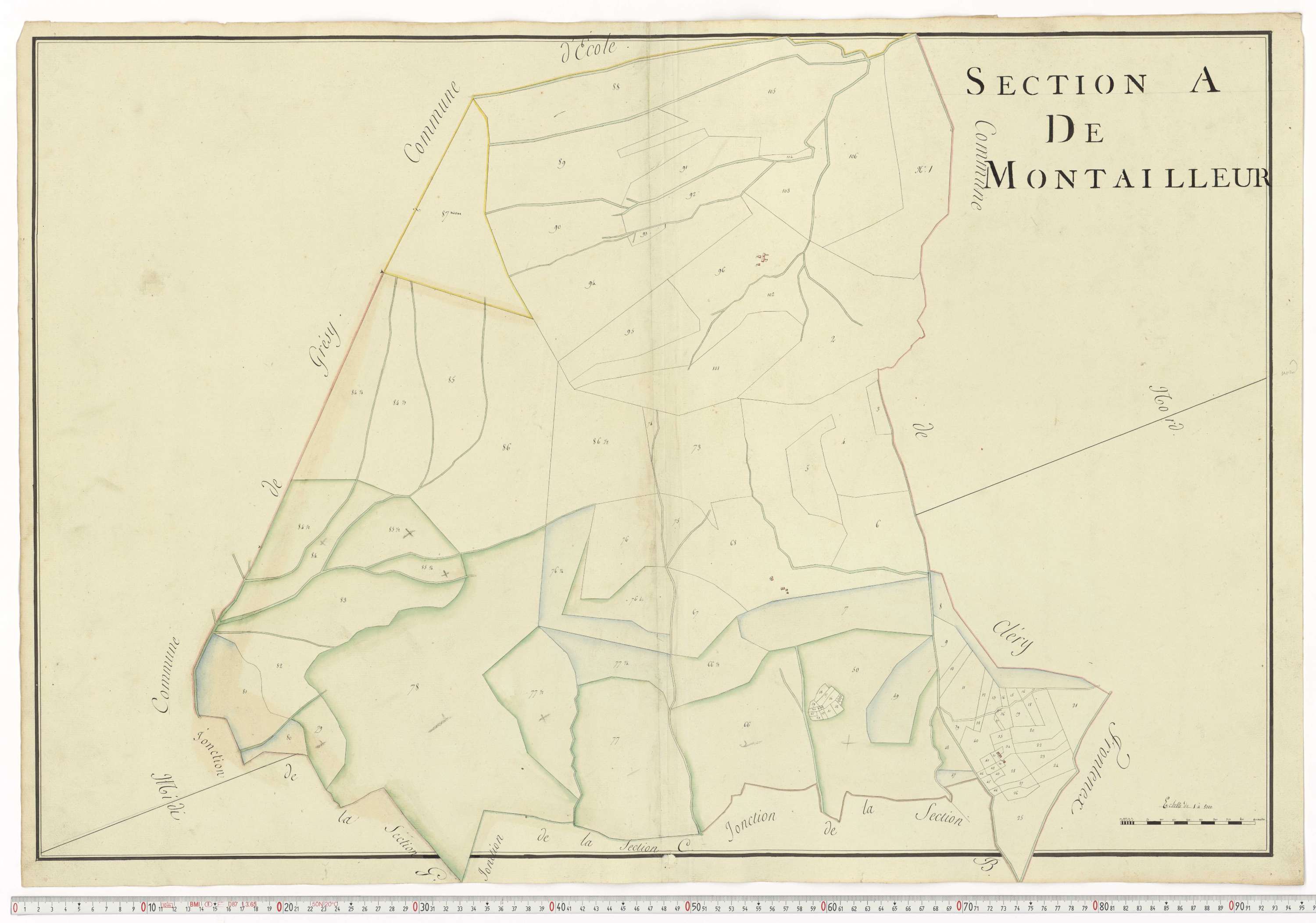Aiguebelle - Cadastre napoléonien : plan cadastral. - Allondaz, Cléry-Frontenex, Gilly, Sainte-Hélène-des-Millières, l'Hôpital, Mercury-Gemilly, Montailleur.