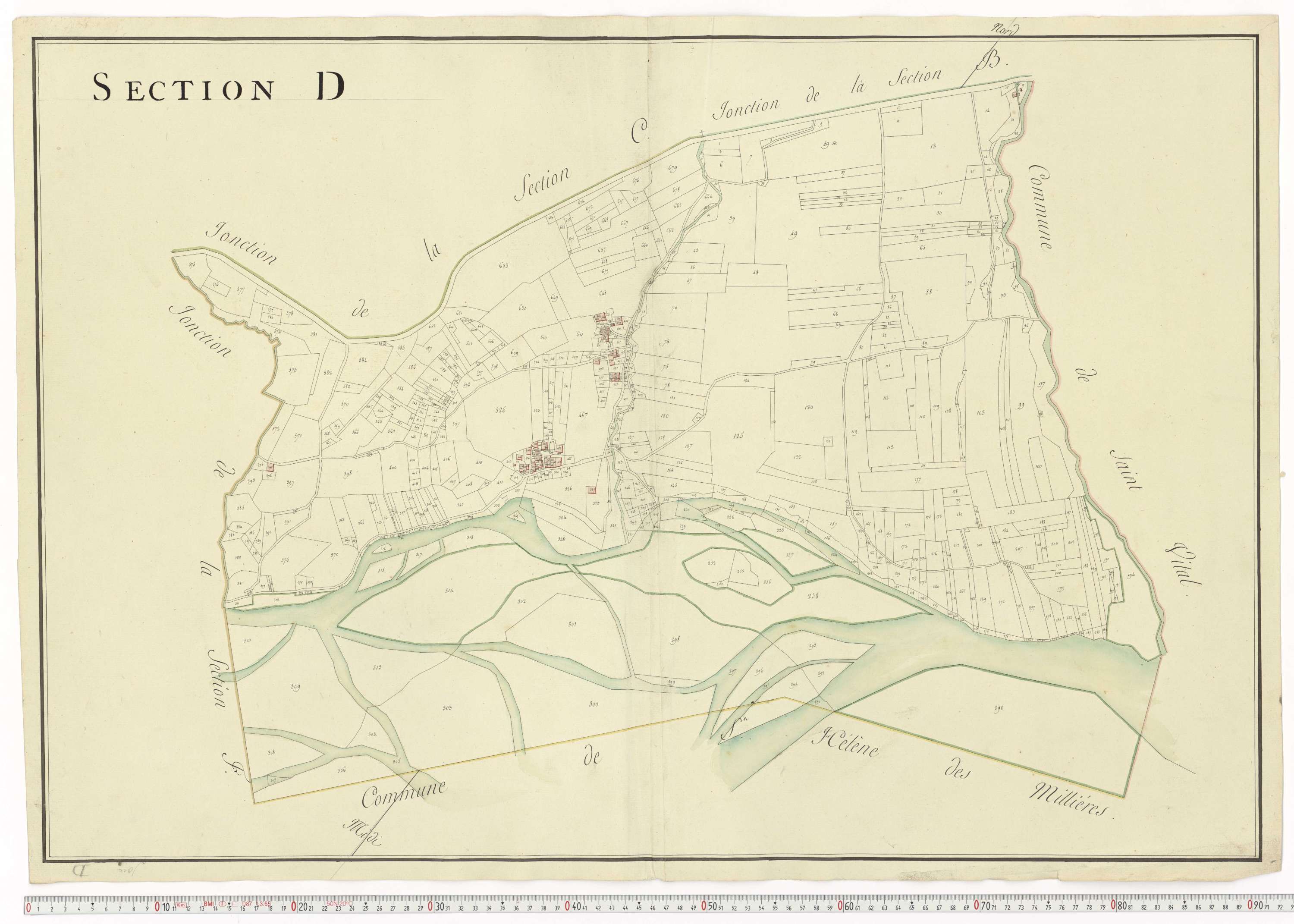 Aiguebelle - Cadastre napoléonien : plan cadastral. - Allondaz, Cléry-Frontenex, Gilly, Sainte-Hélène-des-Millières, l'Hôpital, Mercury-Gemilly, Montailleur.