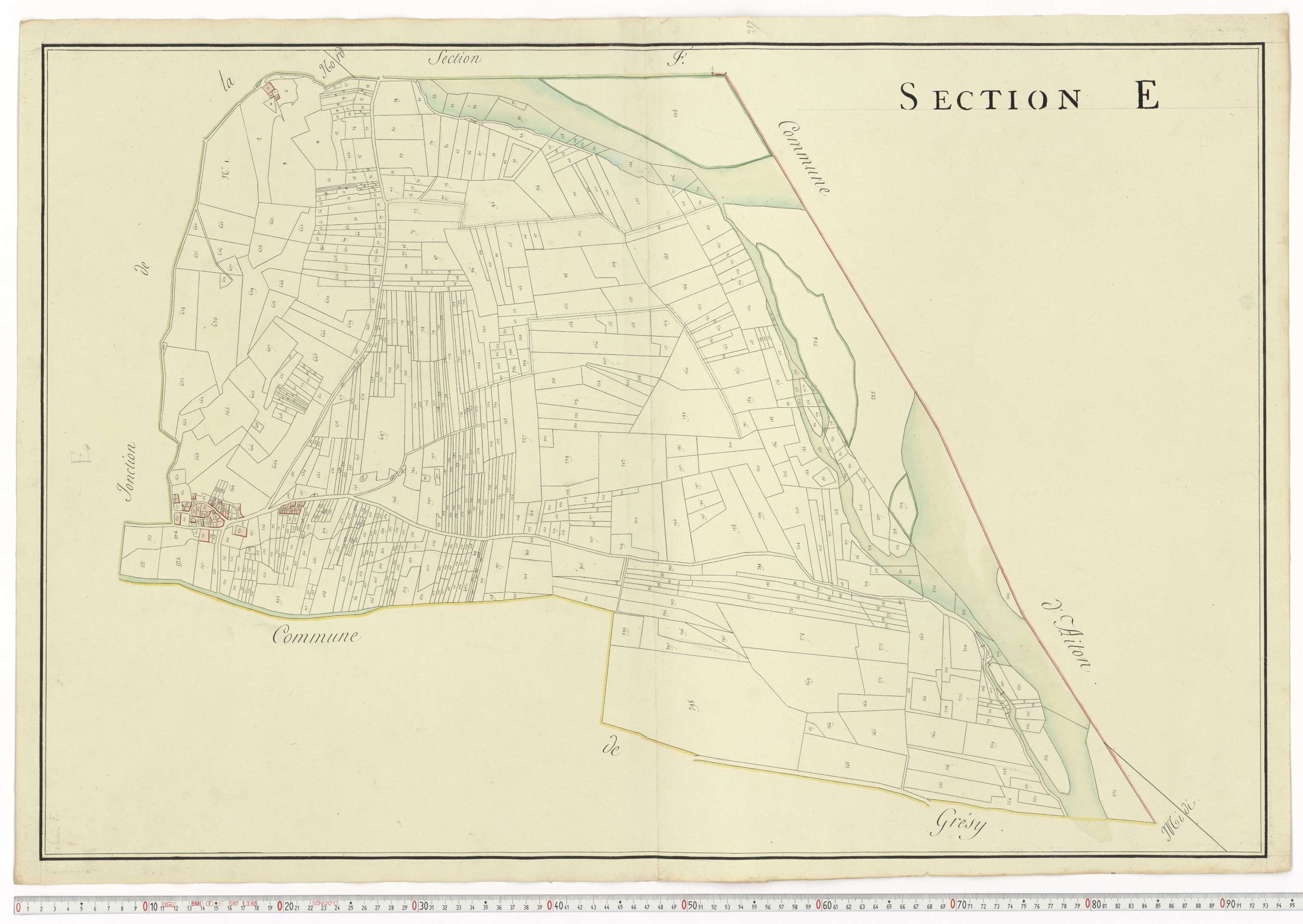 Aiguebelle - Cadastre napoléonien : plan cadastral. - Allondaz, Cléry-Frontenex, Gilly, Sainte-Hélène-des-Millières, l'Hôpital, Mercury-Gemilly, Montailleur.