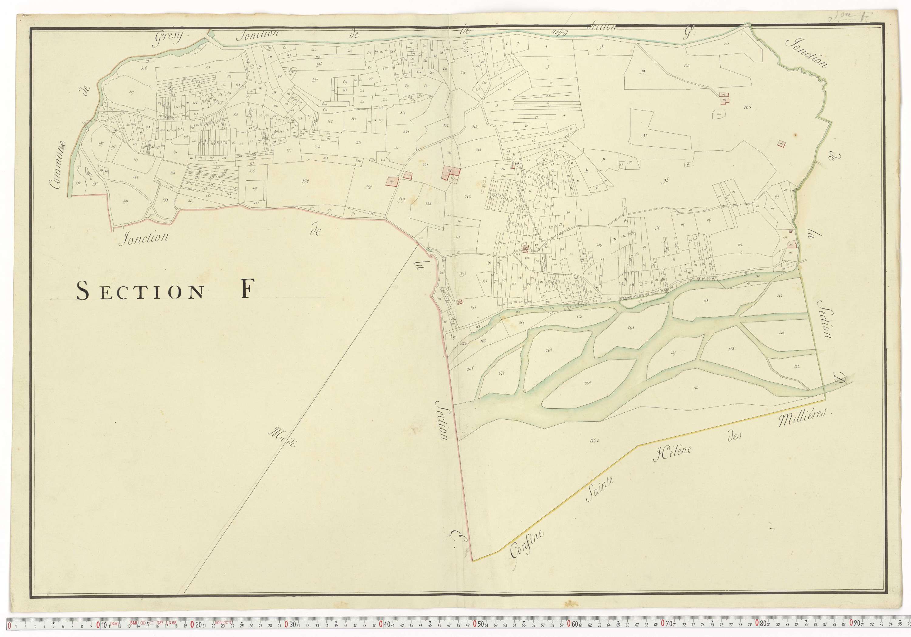 Aiguebelle - Cadastre napoléonien : plan cadastral. - Allondaz, Cléry-Frontenex, Gilly, Sainte-Hélène-des-Millières, l'Hôpital, Mercury-Gemilly, Montailleur.