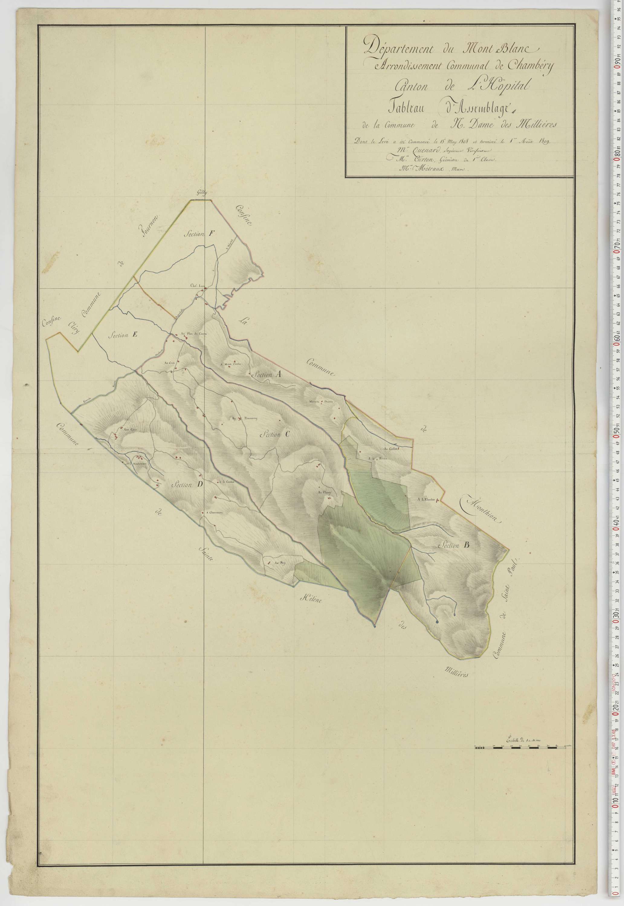 Aiguebelle - Cadastre napoléonien : plan cadastral. - Notre-Dame-des-Millières, Pallud, Plancherine, Saint-Sigismond, Thénésol, Tournon, Verrens-Arvey, Saint-Vital.
