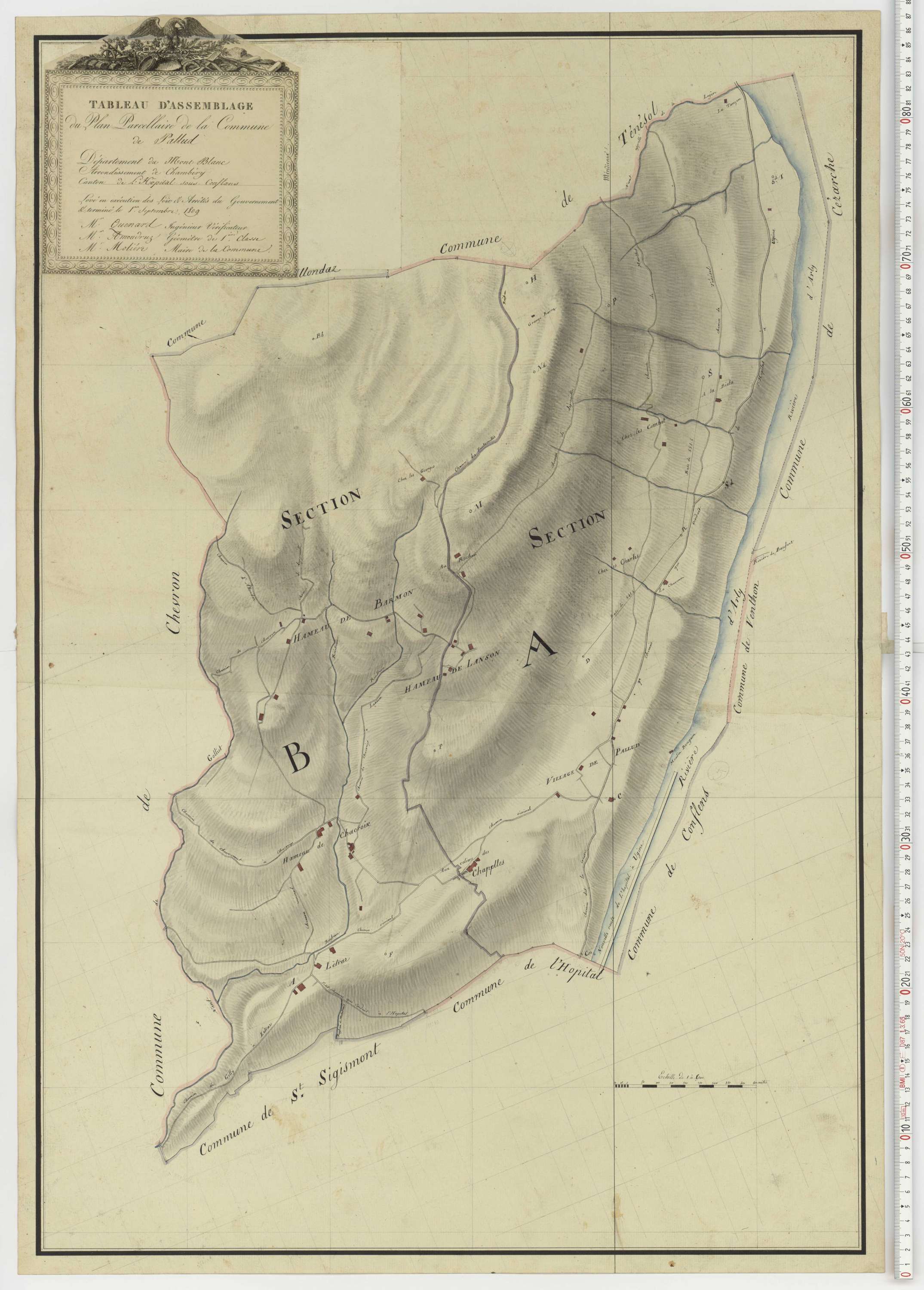 Aiguebelle - Cadastre napoléonien : plan cadastral. - Notre-Dame-des-Millières, Pallud, Plancherine, Saint-Sigismond, Thénésol, Tournon, Verrens-Arvey, Saint-Vital.