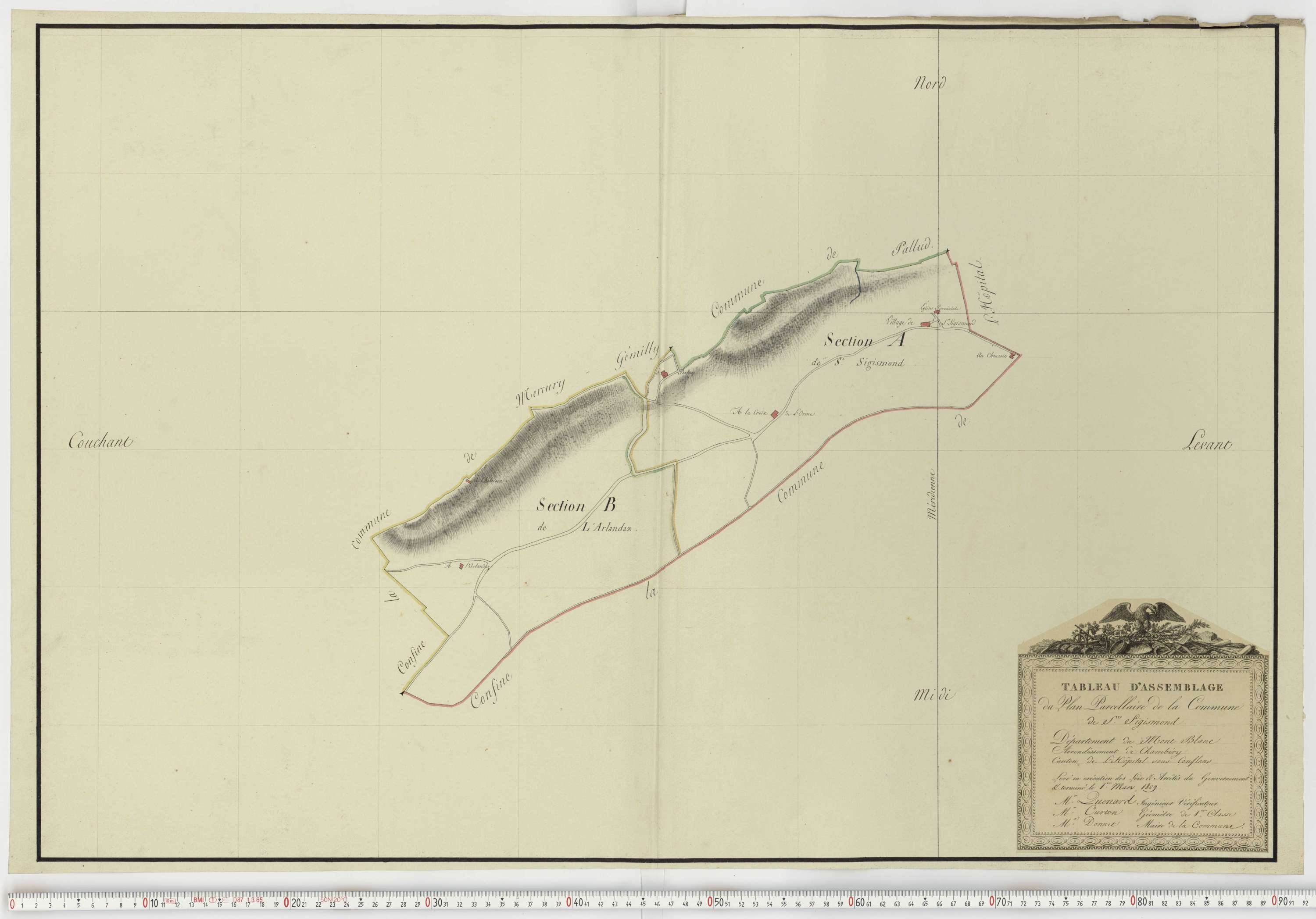 Aiguebelle - Cadastre napoléonien : plan cadastral. - Notre-Dame-des-Millières, Pallud, Plancherine, Saint-Sigismond, Thénésol, Tournon, Verrens-Arvey, Saint-Vital.