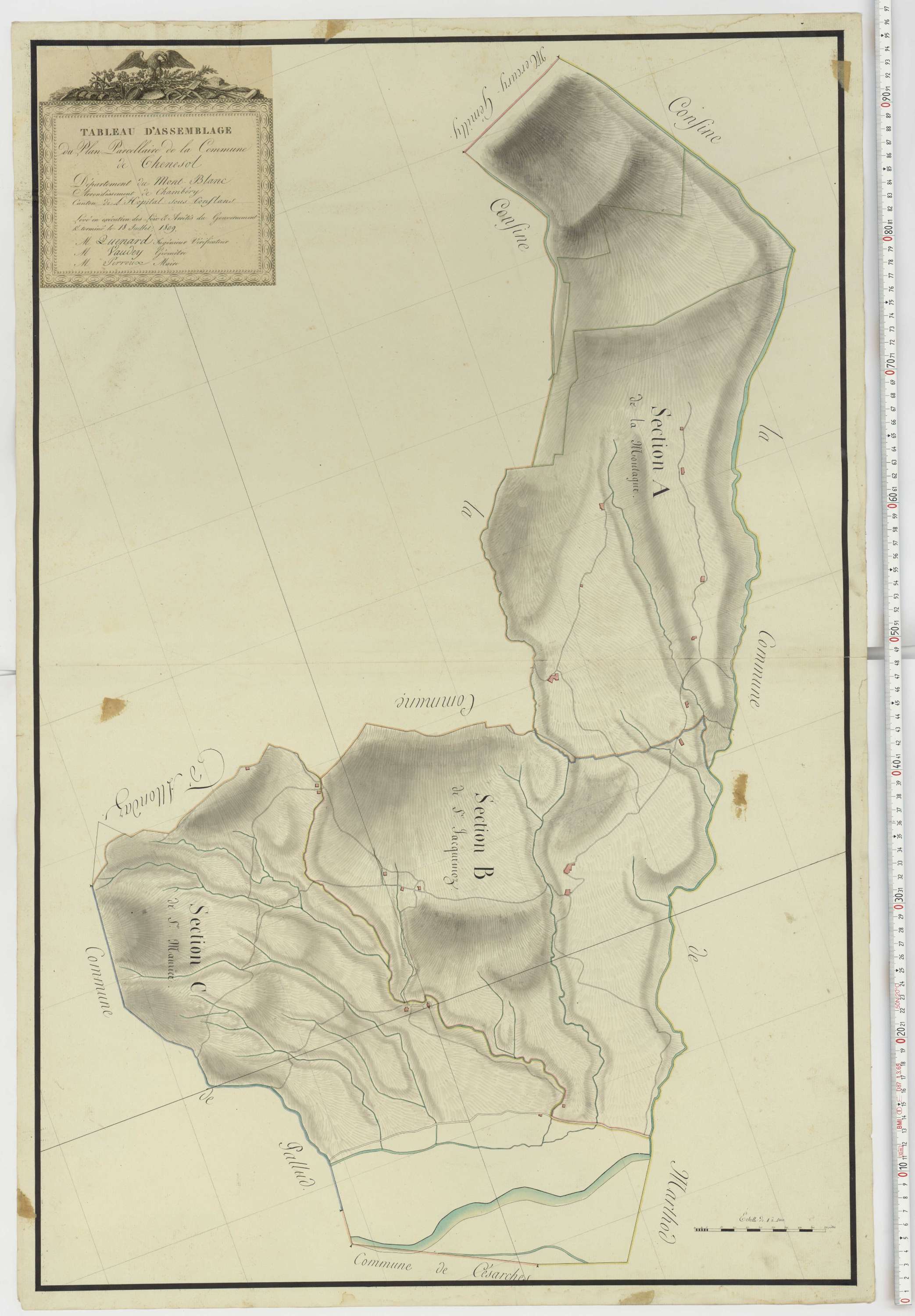 Aiguebelle - Cadastre napoléonien : plan cadastral. - Notre-Dame-des-Millières, Pallud, Plancherine, Saint-Sigismond, Thénésol, Tournon, Verrens-Arvey, Saint-Vital.
