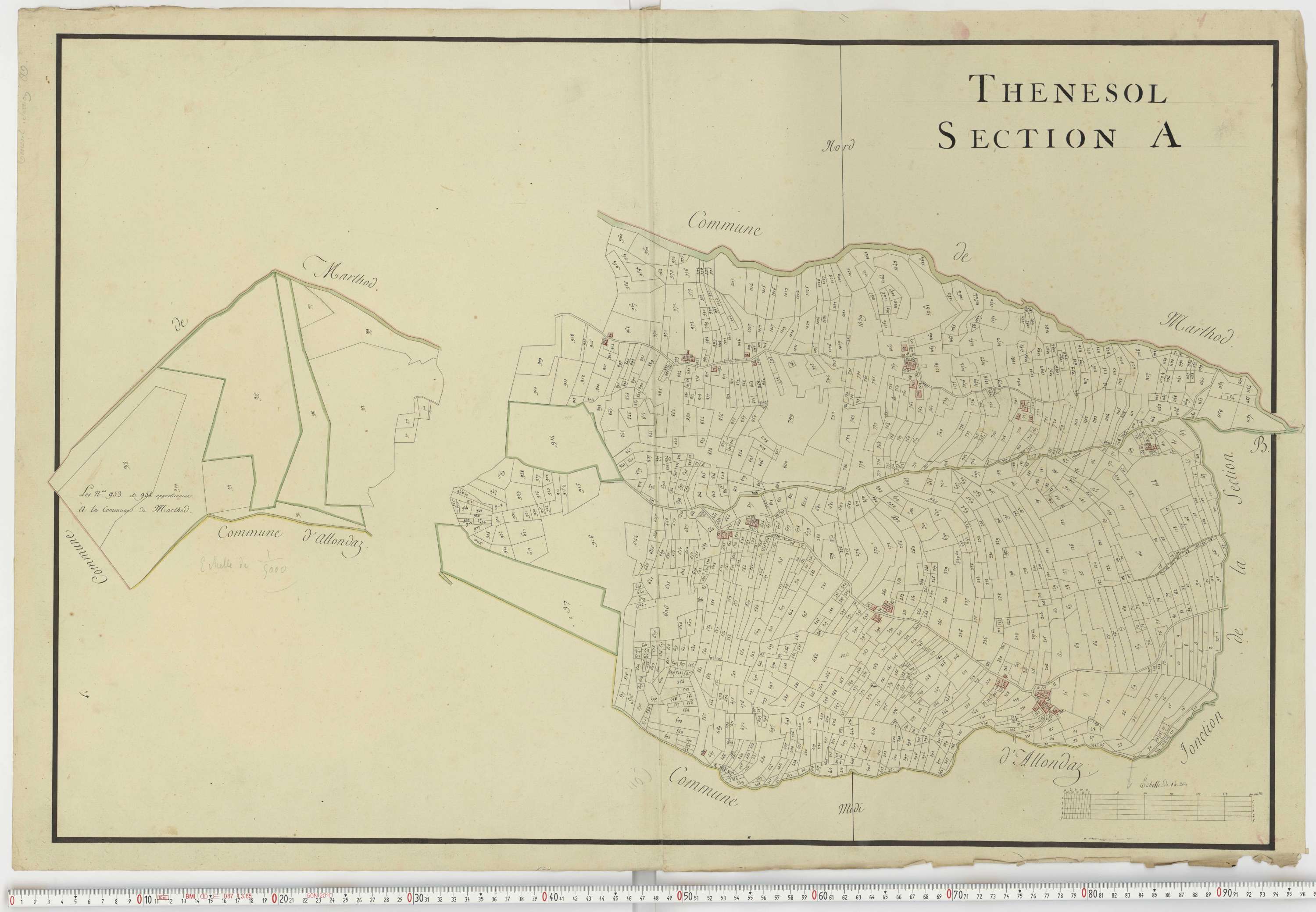 Aiguebelle - Cadastre napoléonien : plan cadastral. - Notre-Dame-des-Millières, Pallud, Plancherine, Saint-Sigismond, Thénésol, Tournon, Verrens-Arvey, Saint-Vital.