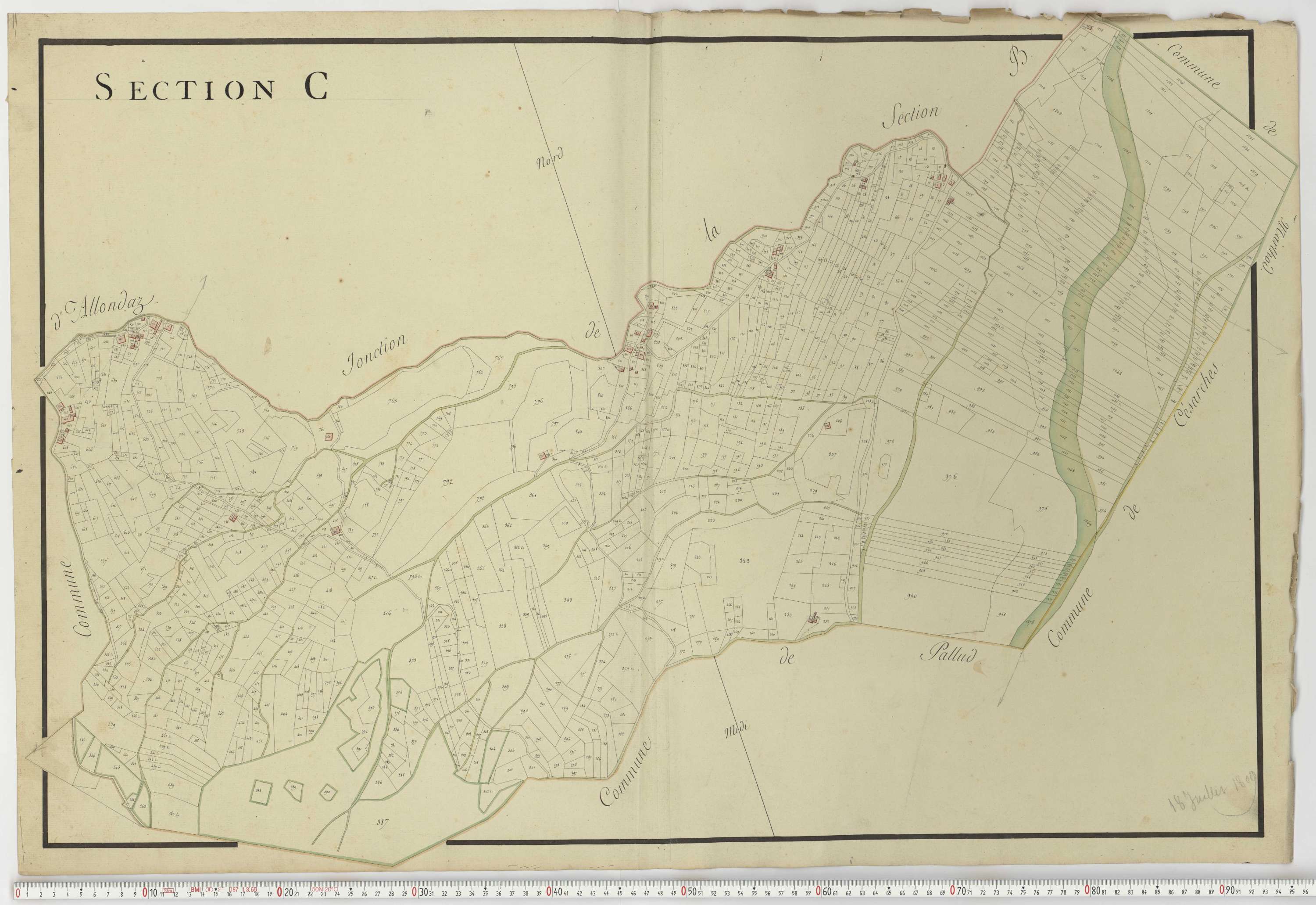 Aiguebelle - Cadastre napoléonien : plan cadastral. - Notre-Dame-des-Millières, Pallud, Plancherine, Saint-Sigismond, Thénésol, Tournon, Verrens-Arvey, Saint-Vital.