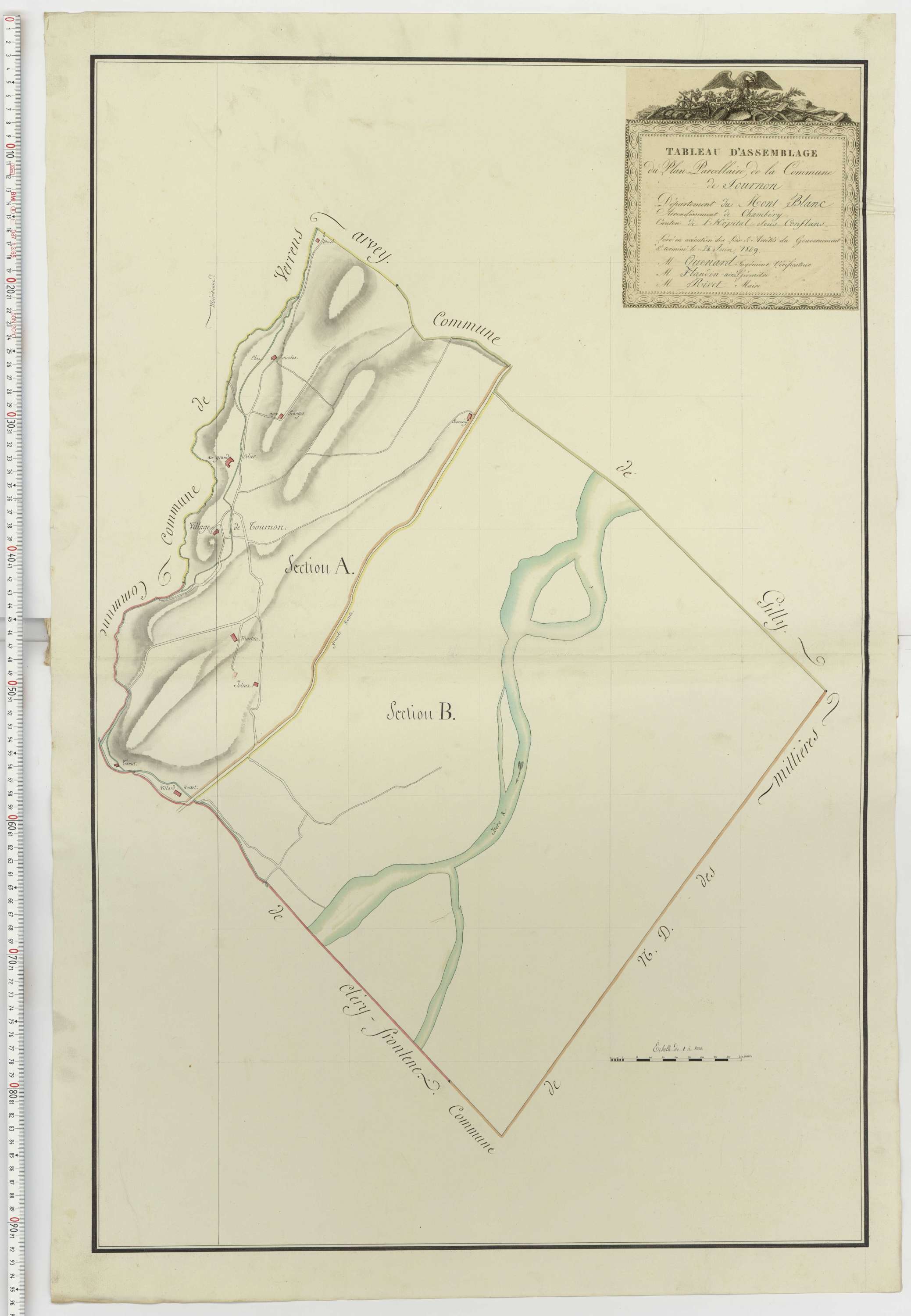 Aiguebelle - Cadastre napoléonien : plan cadastral. - Notre-Dame-des-Millières, Pallud, Plancherine, Saint-Sigismond, Thénésol, Tournon, Verrens-Arvey, Saint-Vital.