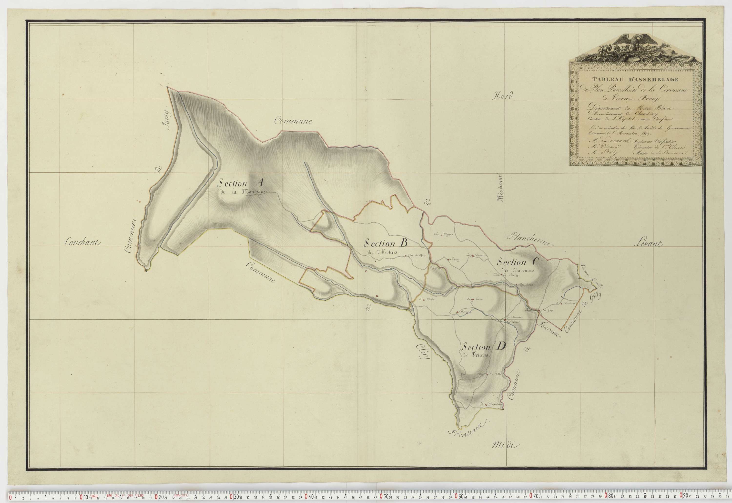 Aiguebelle - Cadastre napoléonien : plan cadastral. - Notre-Dame-des-Millières, Pallud, Plancherine, Saint-Sigismond, Thénésol, Tournon, Verrens-Arvey, Saint-Vital.