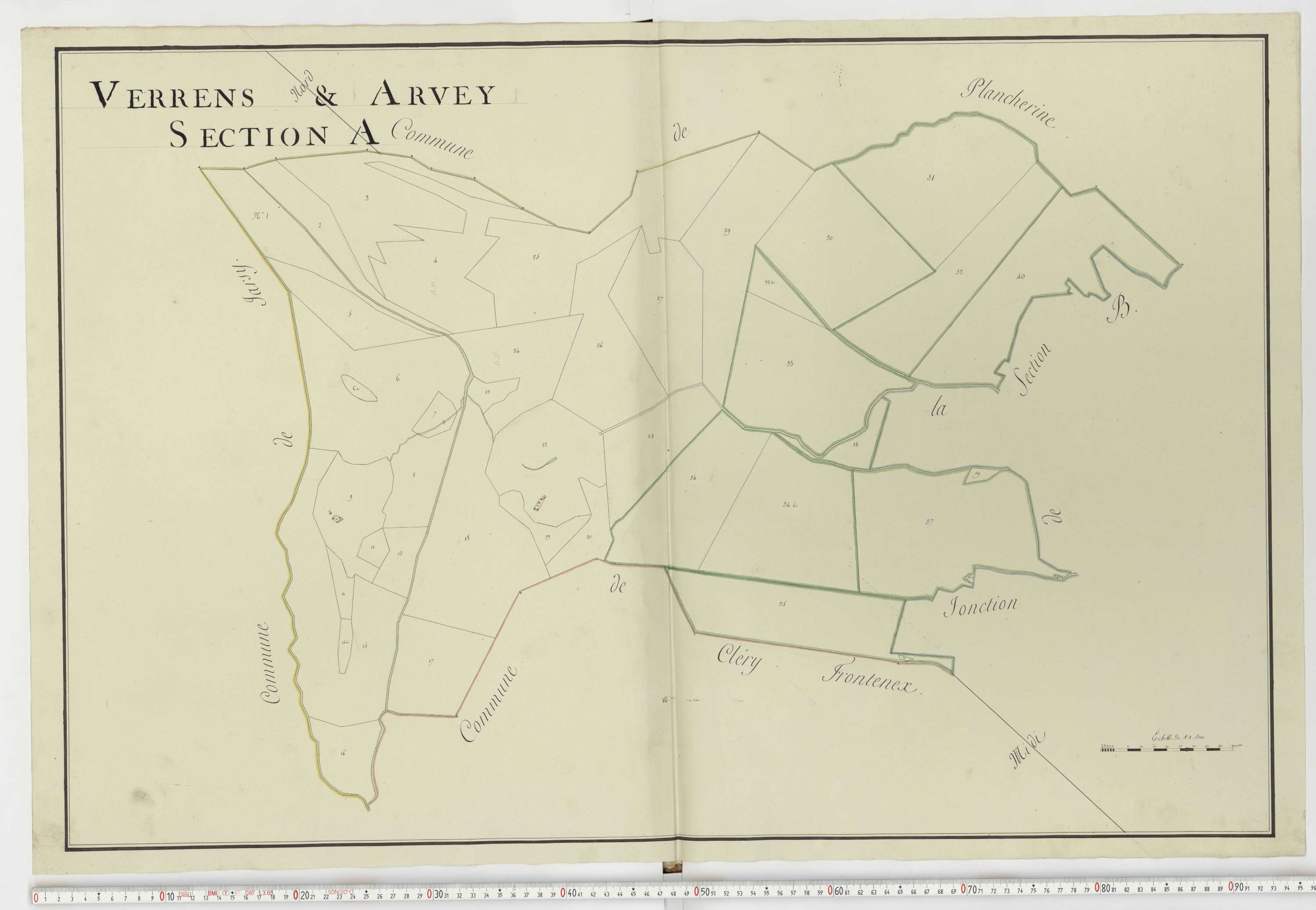Aiguebelle - Cadastre napoléonien : plan cadastral. - Notre-Dame-des-Millières, Pallud, Plancherine, Saint-Sigismond, Thénésol, Tournon, Verrens-Arvey, Saint-Vital.