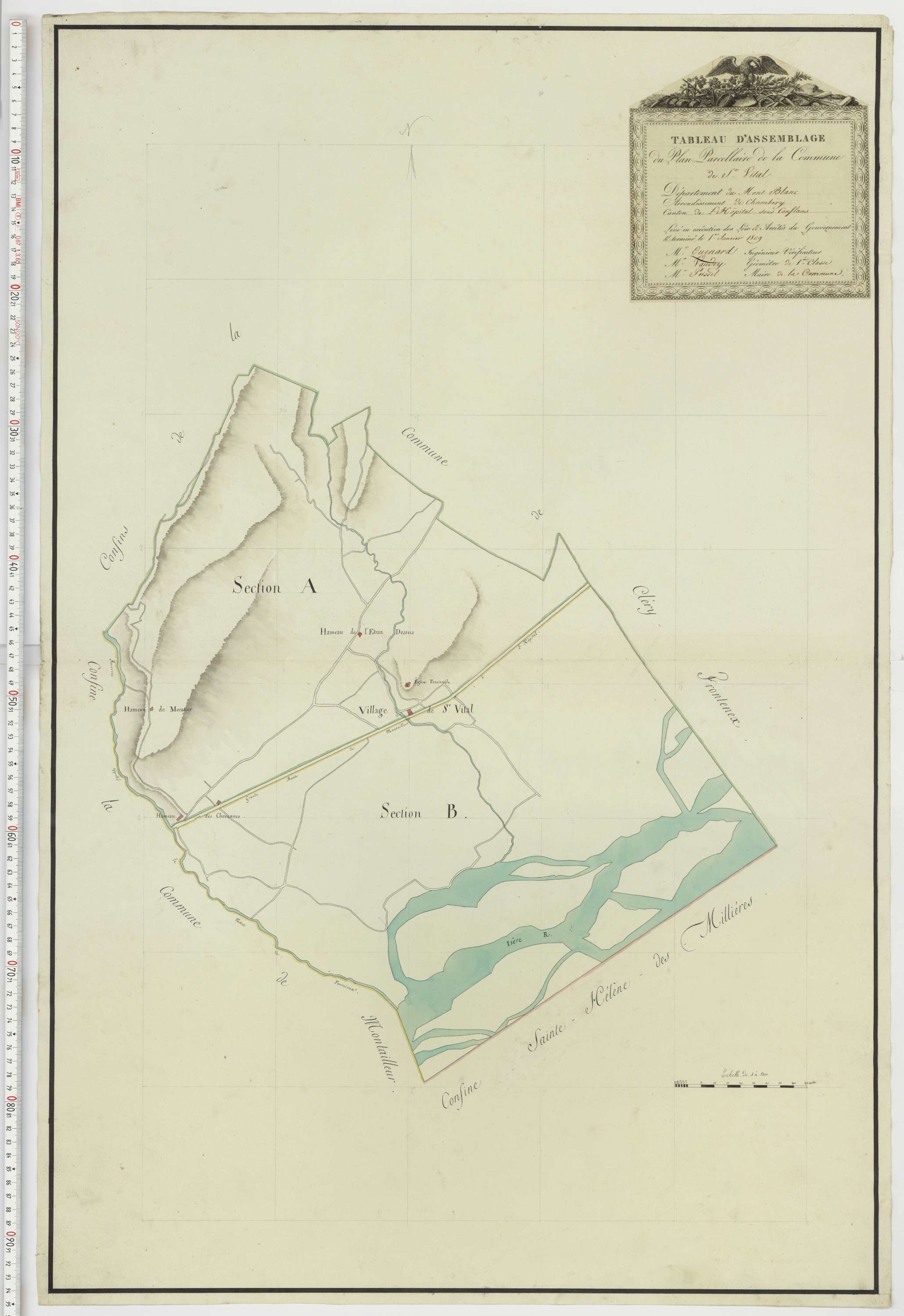 Aiguebelle - Cadastre napoléonien : plan cadastral. - Notre-Dame-des-Millières, Pallud, Plancherine, Saint-Sigismond, Thénésol, Tournon, Verrens-Arvey, Saint-Vital.