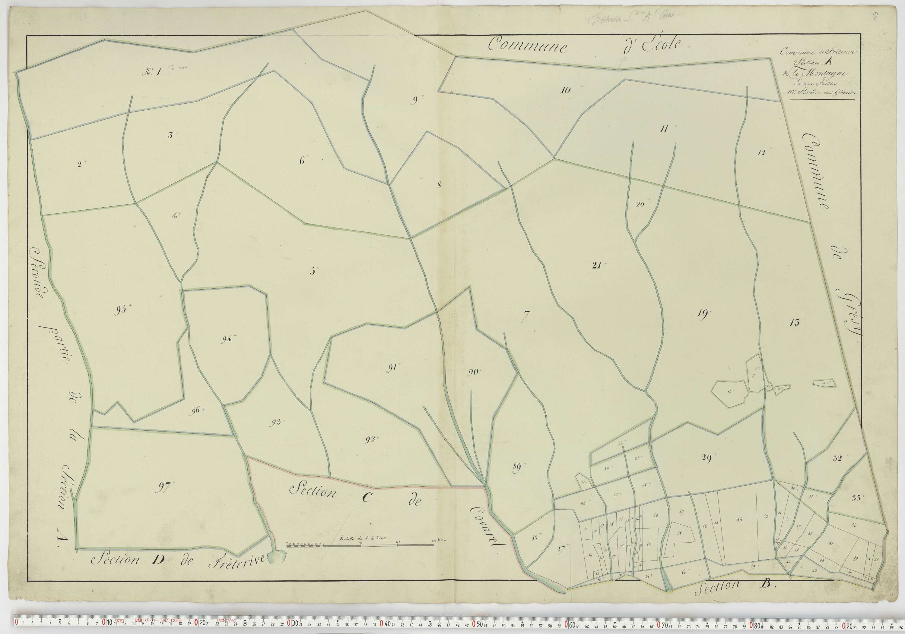 Aiguebelle - Cadastre napoléonien : plan cadastral. - Fréterive, Grésy, Saint-Jean-de-la-Porte, Saint-Pierre-d'Albigny.