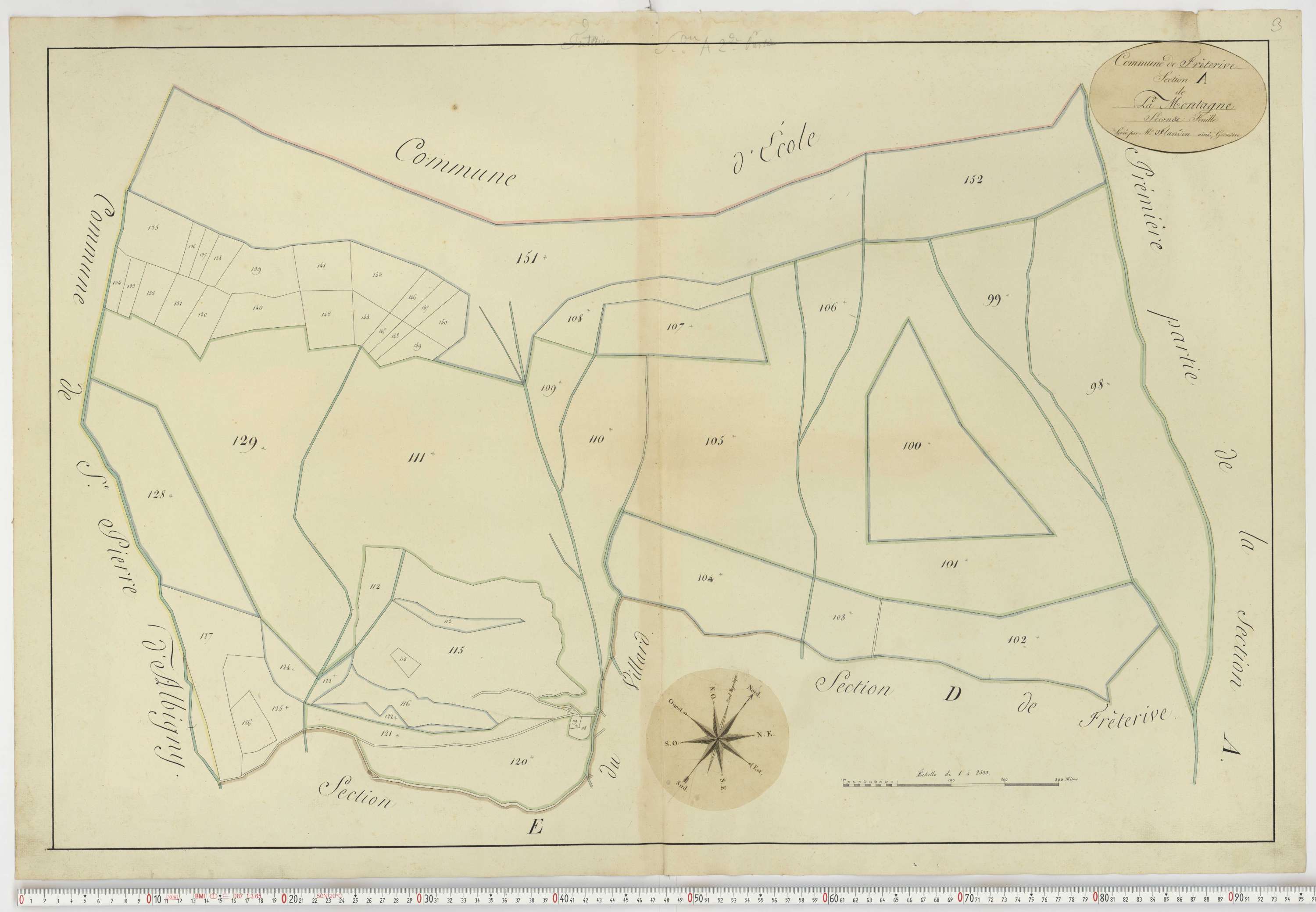Aiguebelle - Cadastre napoléonien : plan cadastral. - Fréterive, Grésy, Saint-Jean-de-la-Porte, Saint-Pierre-d'Albigny.