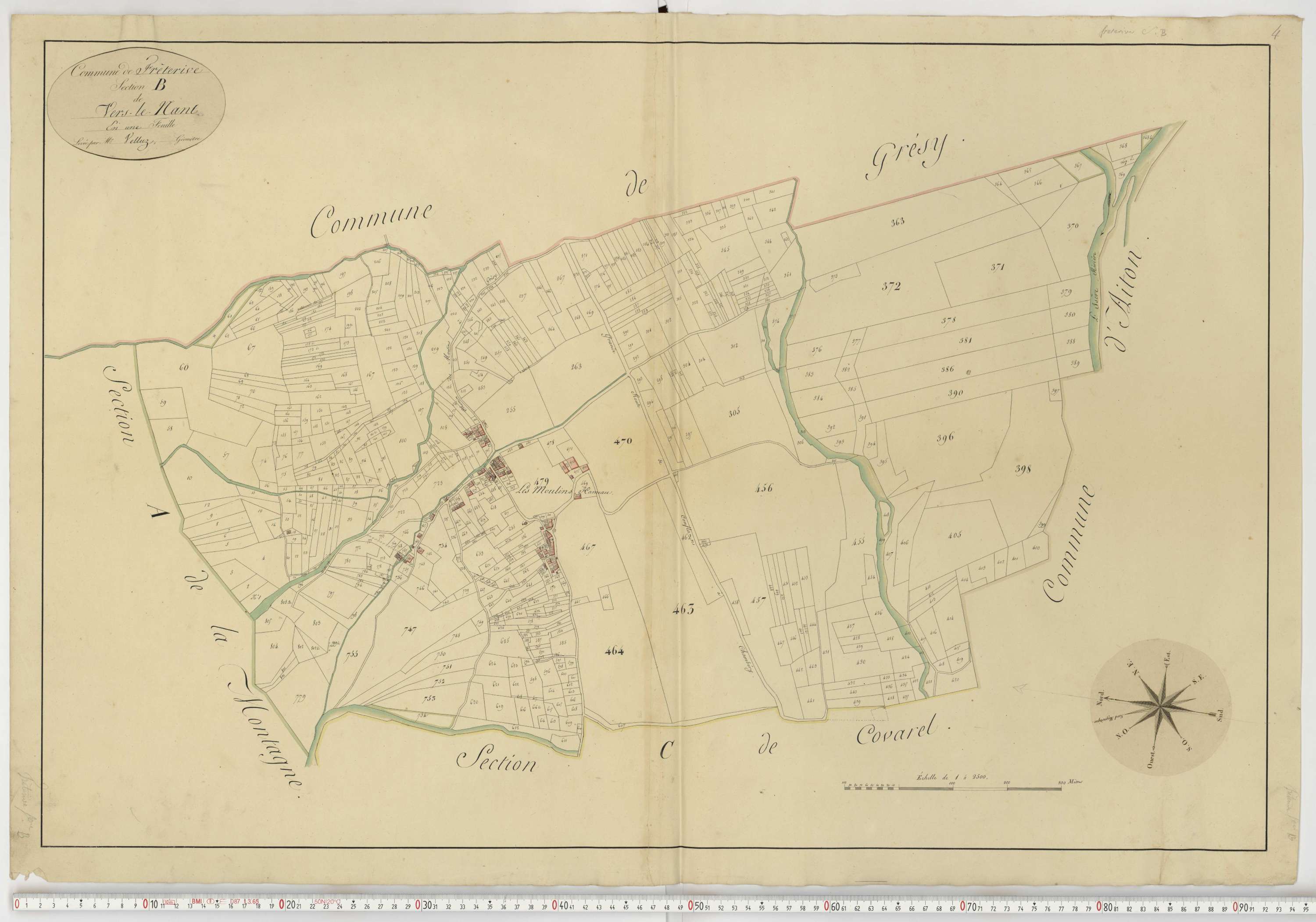 Aiguebelle - Cadastre napoléonien : plan cadastral. - Fréterive, Grésy, Saint-Jean-de-la-Porte, Saint-Pierre-d'Albigny.