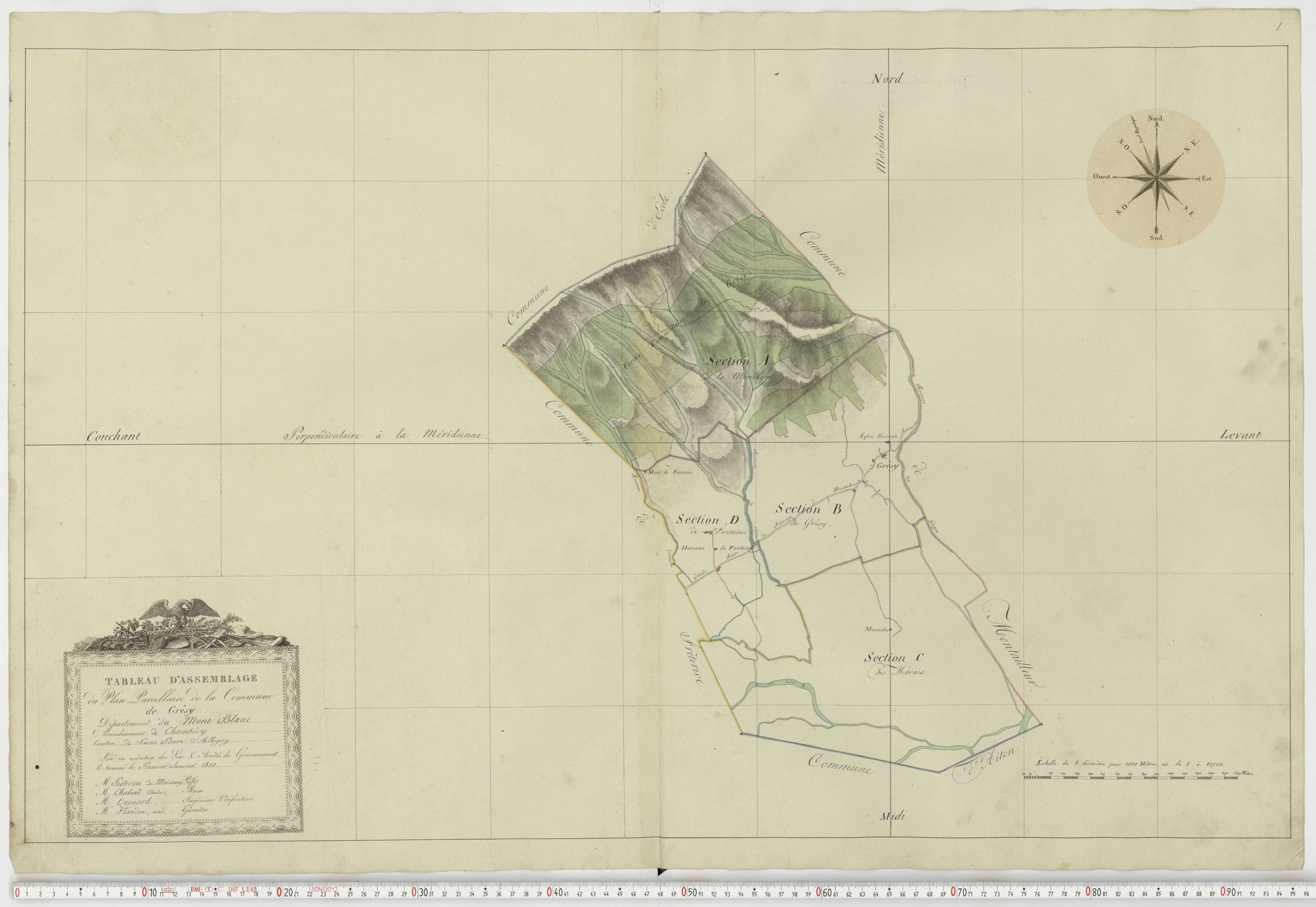 Aiguebelle - Cadastre napoléonien : plan cadastral. - Fréterive, Grésy, Saint-Jean-de-la-Porte, Saint-Pierre-d'Albigny.