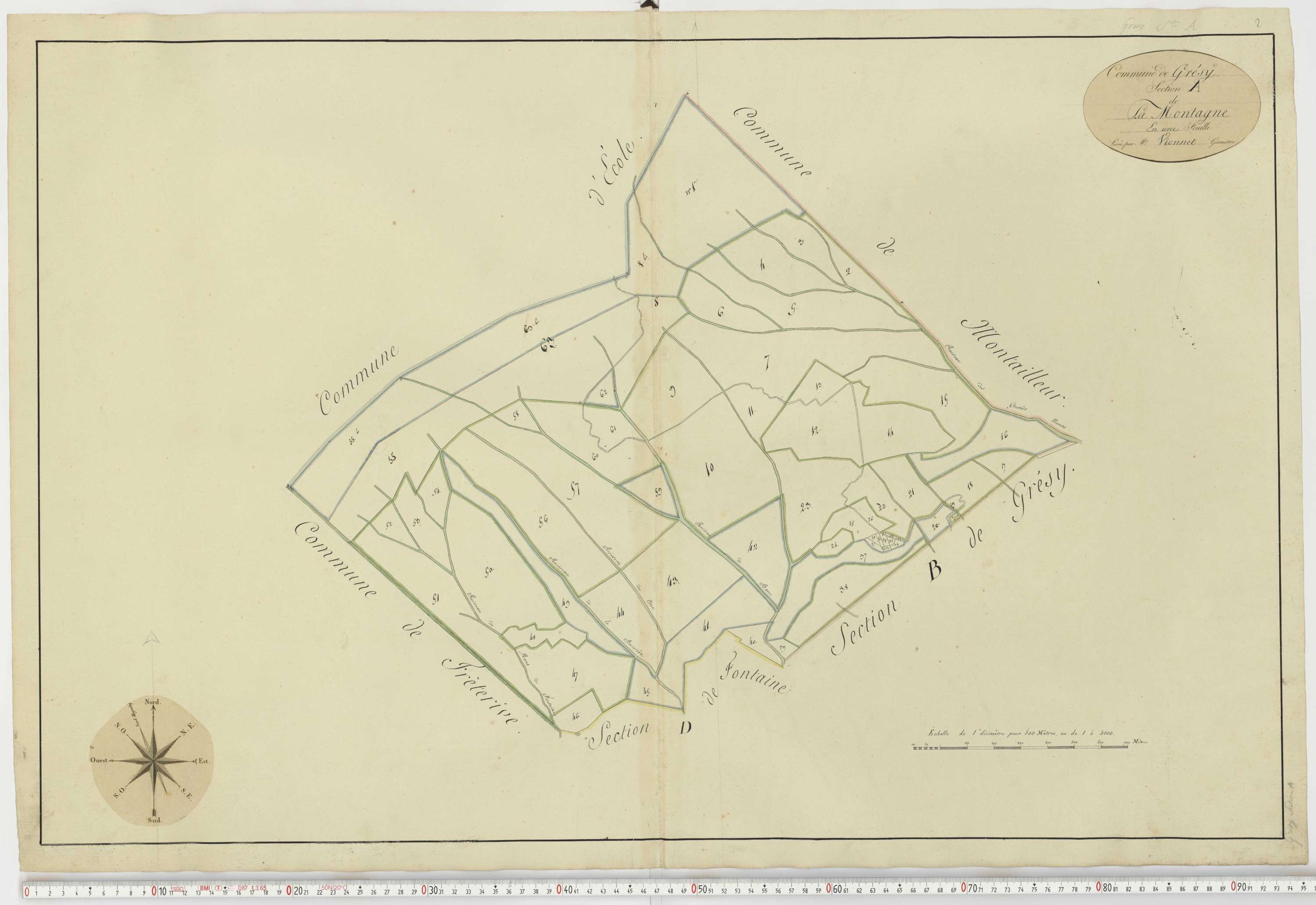 Aiguebelle - Cadastre napoléonien : plan cadastral. - Fréterive, Grésy, Saint-Jean-de-la-Porte, Saint-Pierre-d'Albigny.