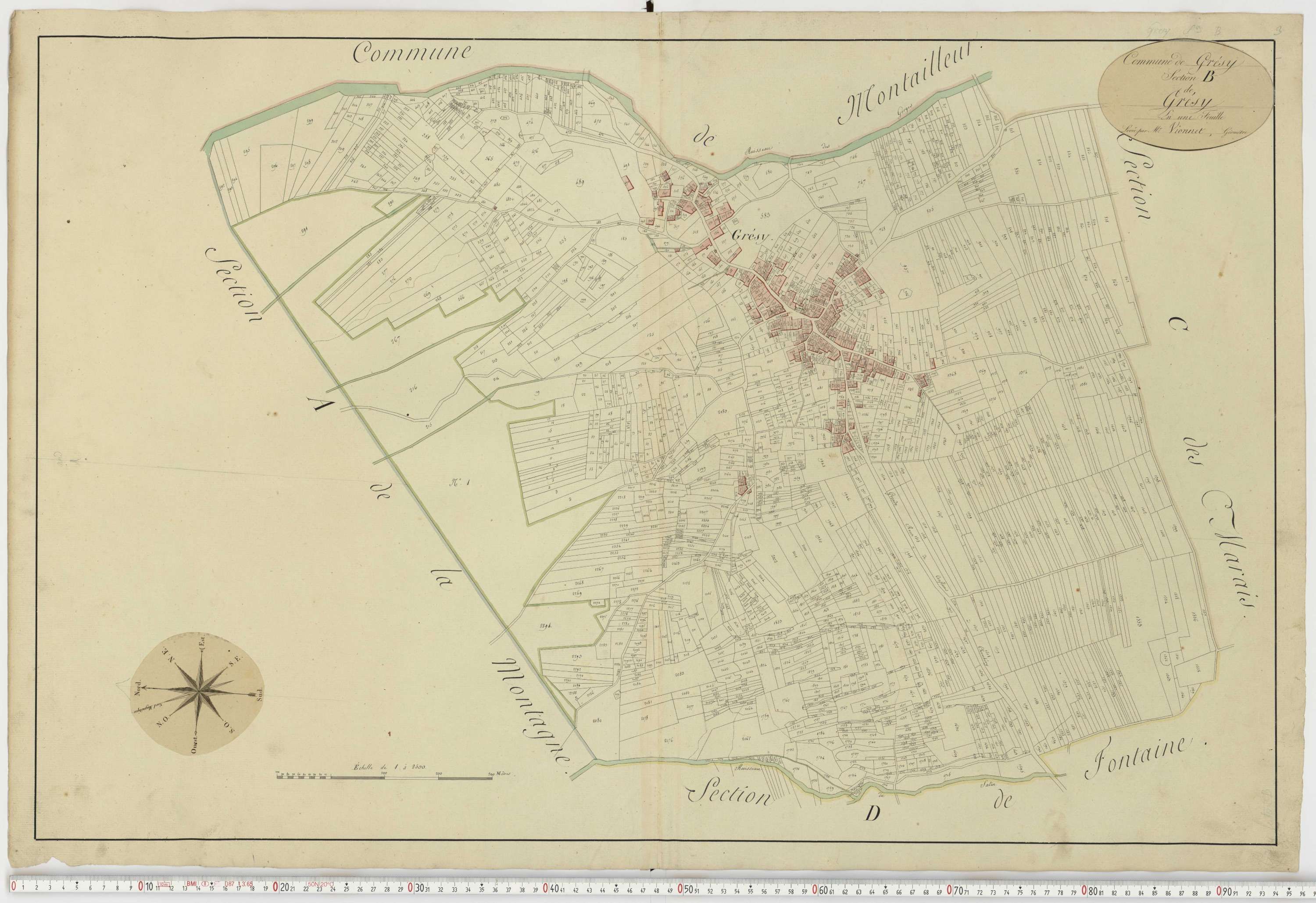 Aiguebelle - Cadastre napoléonien : plan cadastral. - Fréterive, Grésy, Saint-Jean-de-la-Porte, Saint-Pierre-d'Albigny.