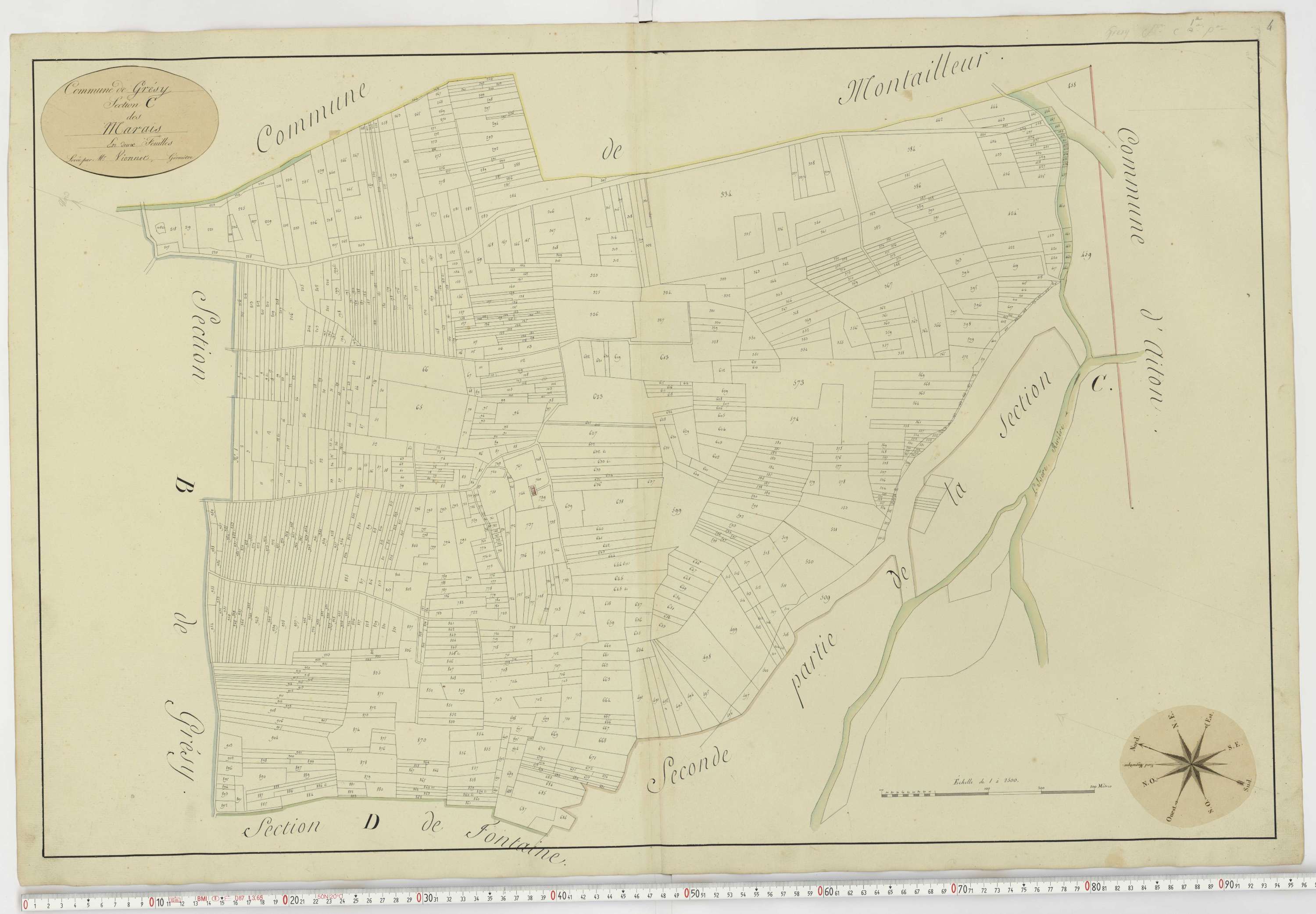 Aiguebelle - Cadastre napoléonien : plan cadastral. - Fréterive, Grésy, Saint-Jean-de-la-Porte, Saint-Pierre-d'Albigny.