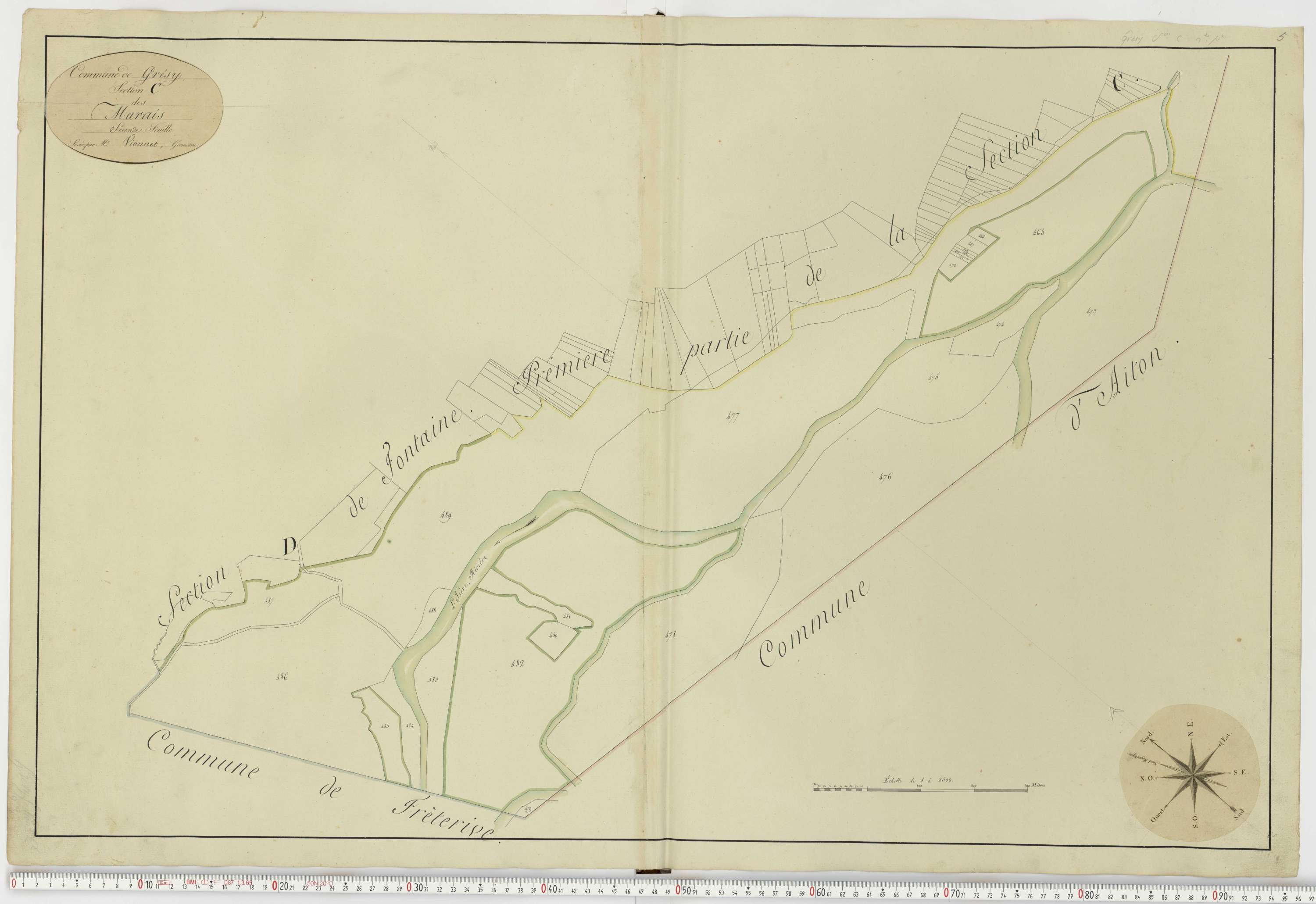 Aiguebelle - Cadastre napoléonien : plan cadastral. - Fréterive, Grésy, Saint-Jean-de-la-Porte, Saint-Pierre-d'Albigny.