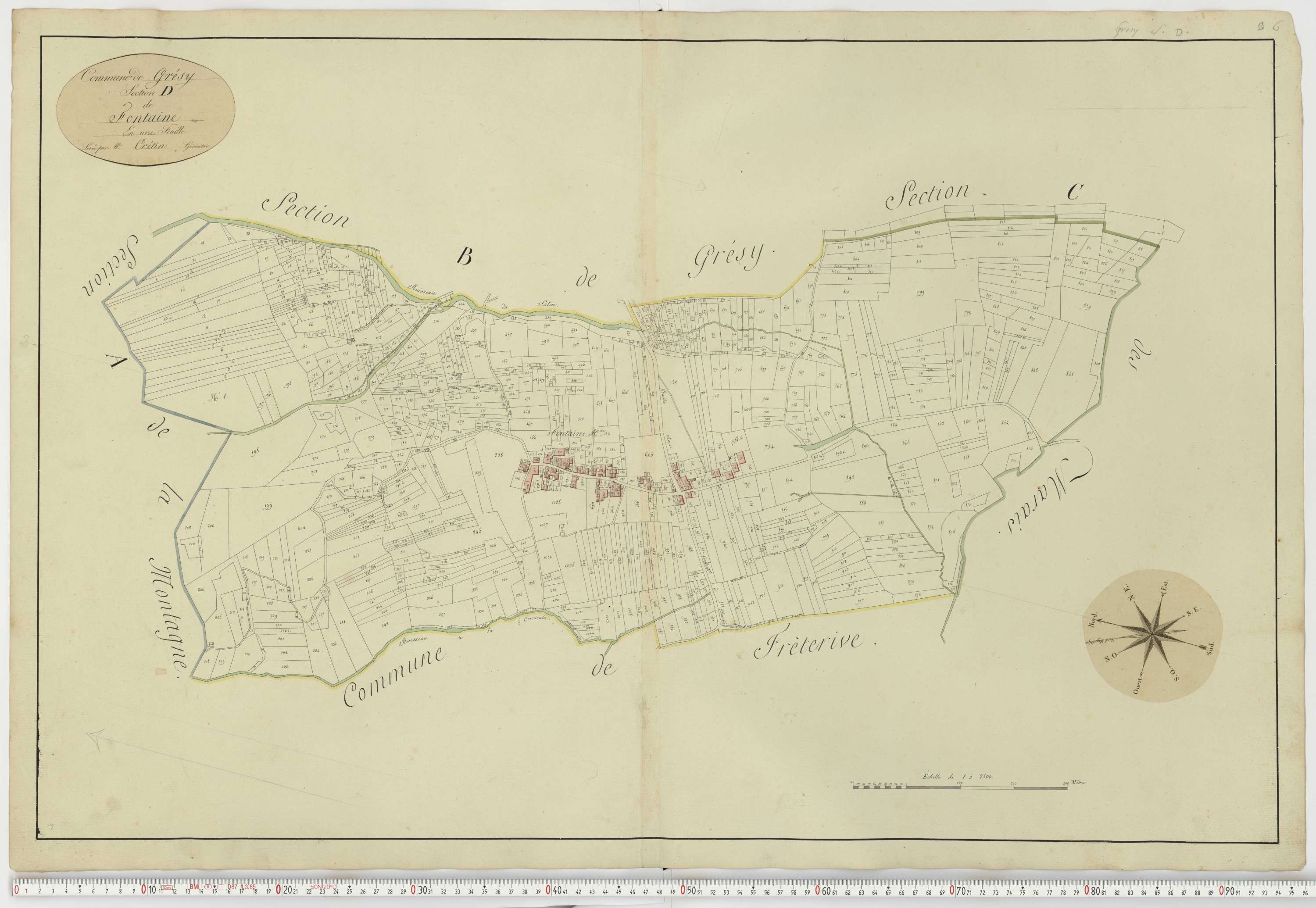 Aiguebelle - Cadastre napoléonien : plan cadastral. - Fréterive, Grésy, Saint-Jean-de-la-Porte, Saint-Pierre-d'Albigny.
