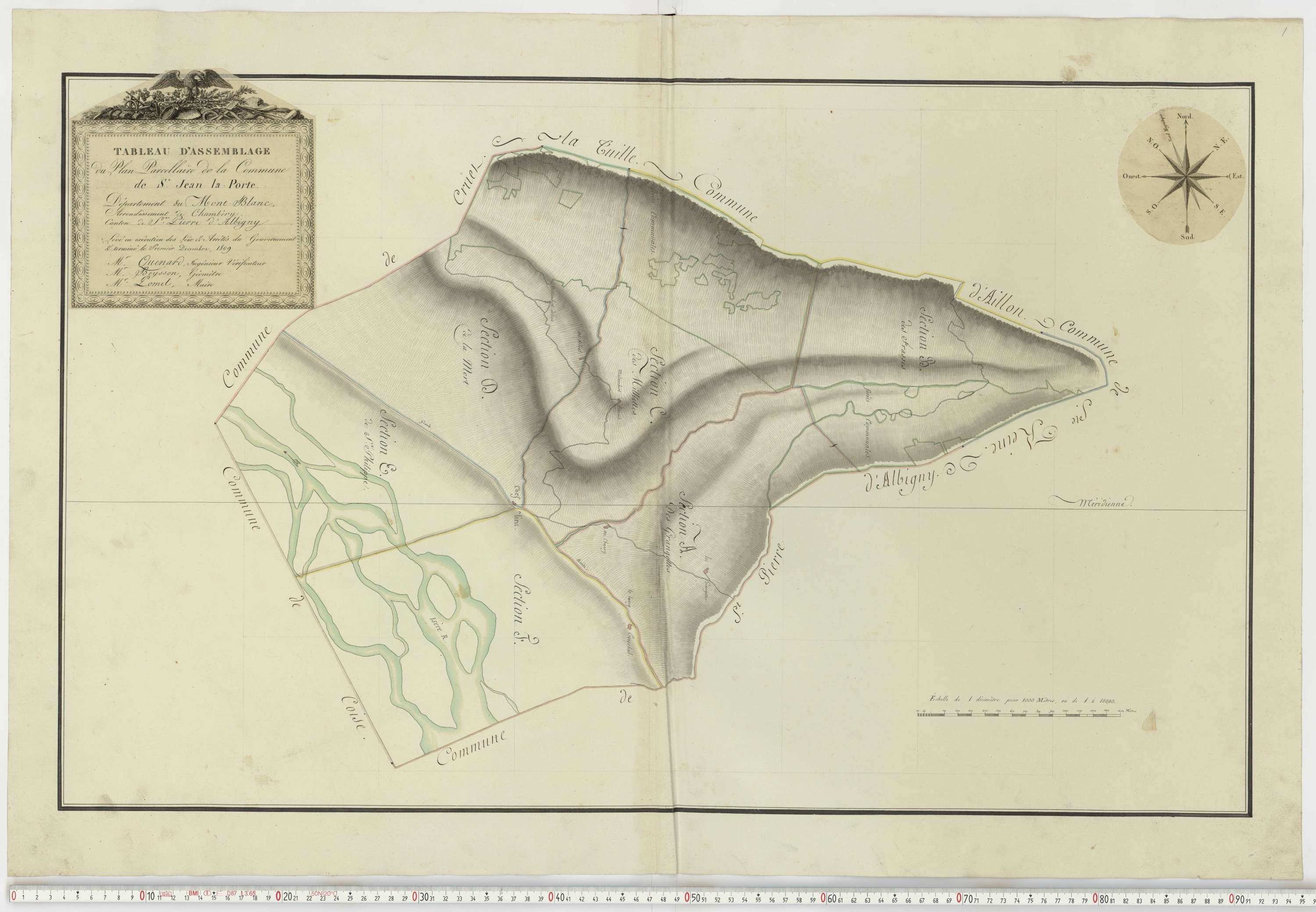 Aiguebelle - Cadastre napoléonien : plan cadastral. - Fréterive, Grésy, Saint-Jean-de-la-Porte, Saint-Pierre-d'Albigny.