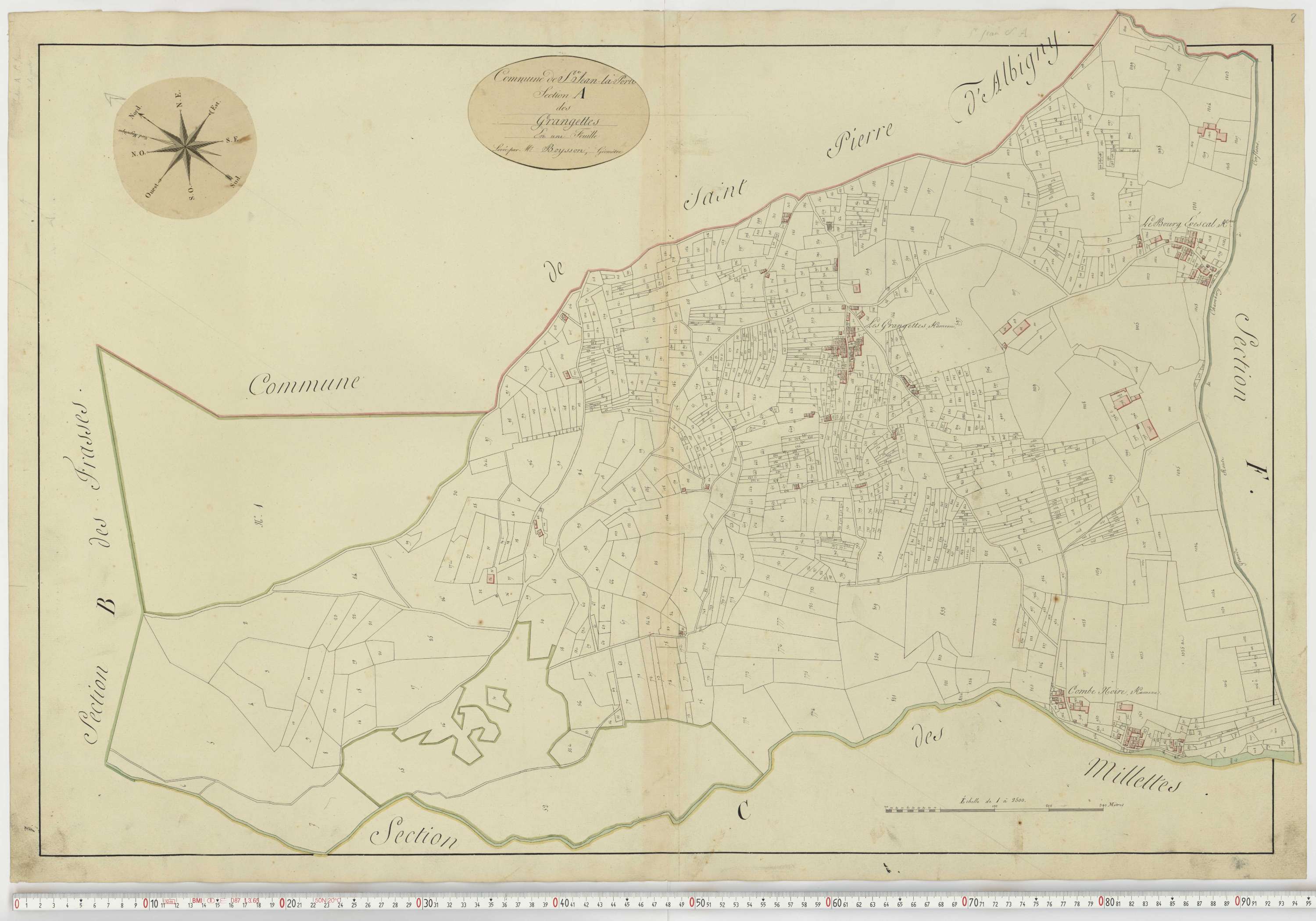 Aiguebelle - Cadastre napoléonien : plan cadastral. - Fréterive, Grésy, Saint-Jean-de-la-Porte, Saint-Pierre-d'Albigny.