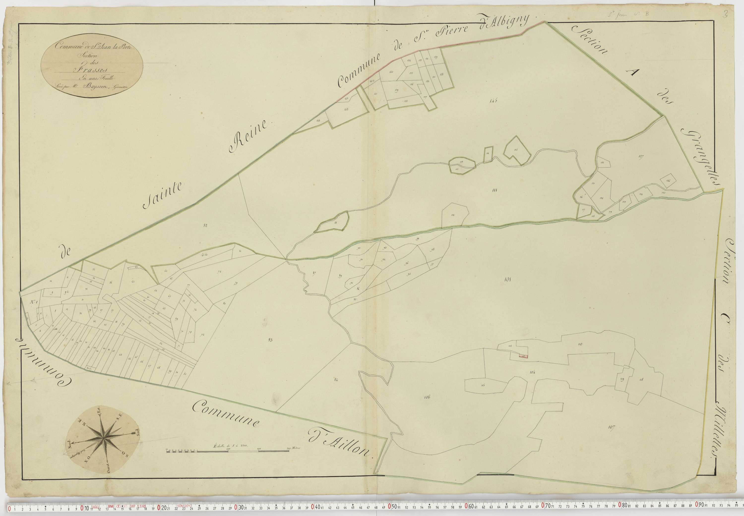 Aiguebelle - Cadastre napoléonien : plan cadastral. - Fréterive, Grésy, Saint-Jean-de-la-Porte, Saint-Pierre-d'Albigny.
