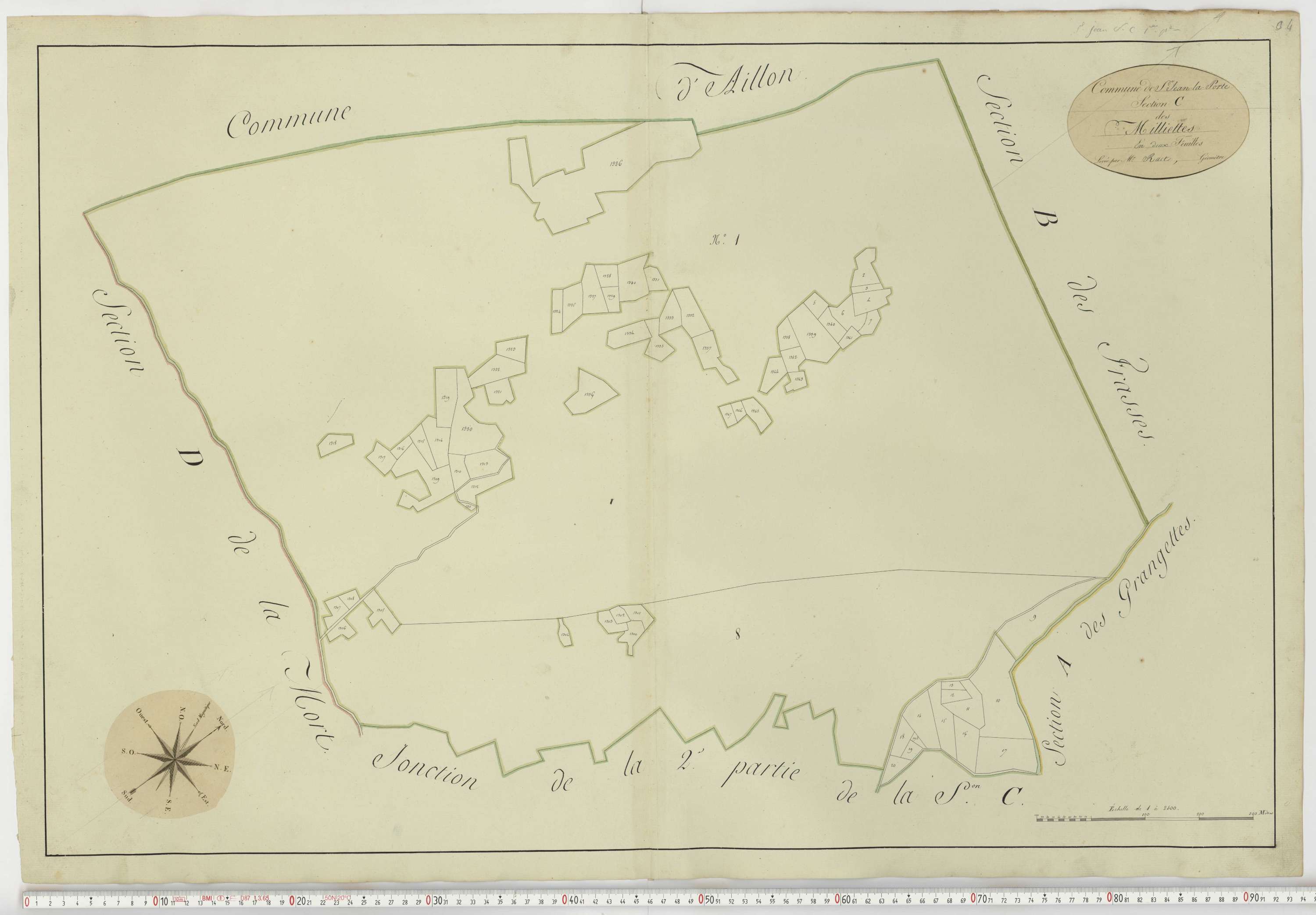 Aiguebelle - Cadastre napoléonien : plan cadastral. - Fréterive, Grésy, Saint-Jean-de-la-Porte, Saint-Pierre-d'Albigny.