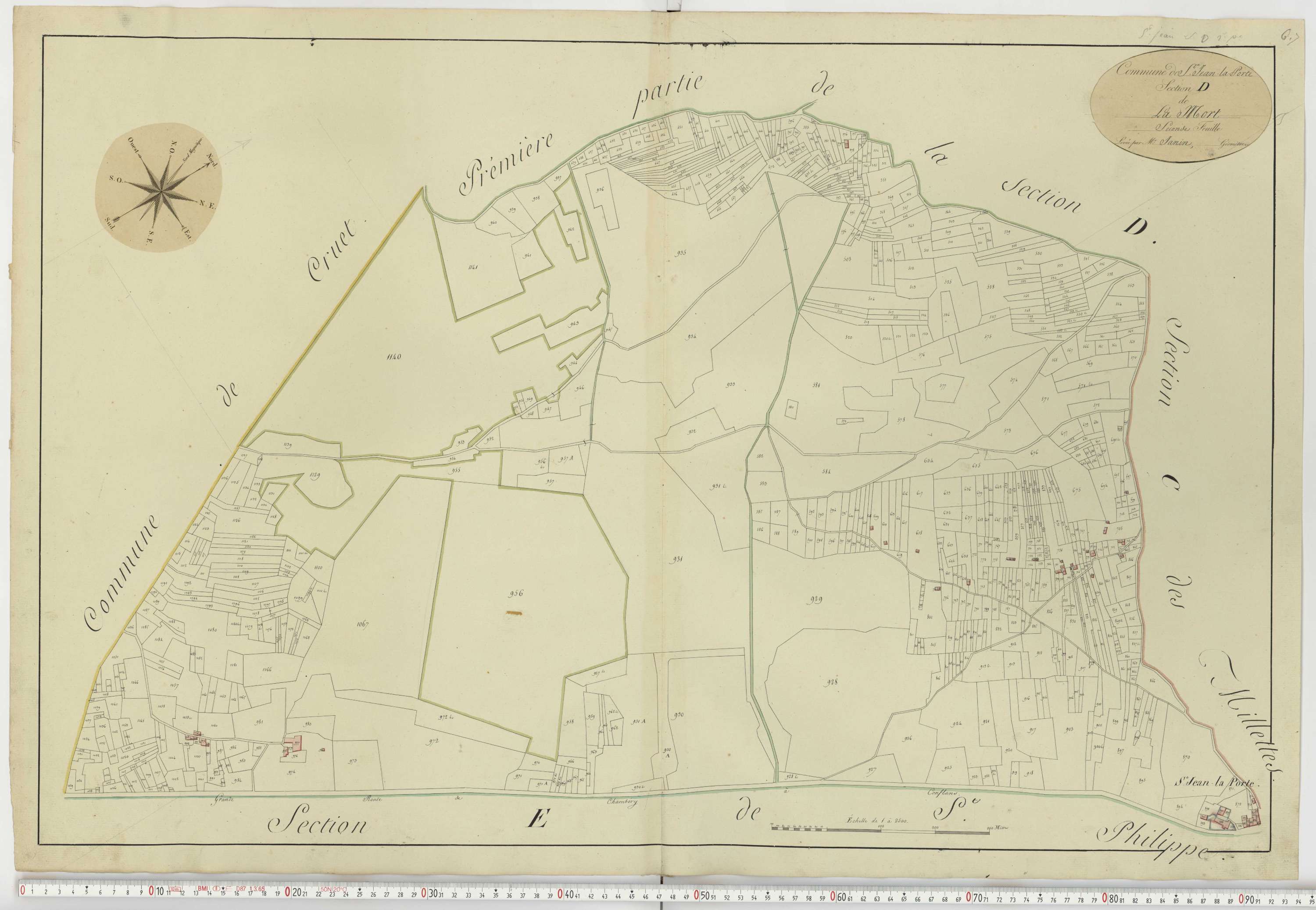 Aiguebelle - Cadastre napoléonien : plan cadastral. - Fréterive, Grésy, Saint-Jean-de-la-Porte, Saint-Pierre-d'Albigny.