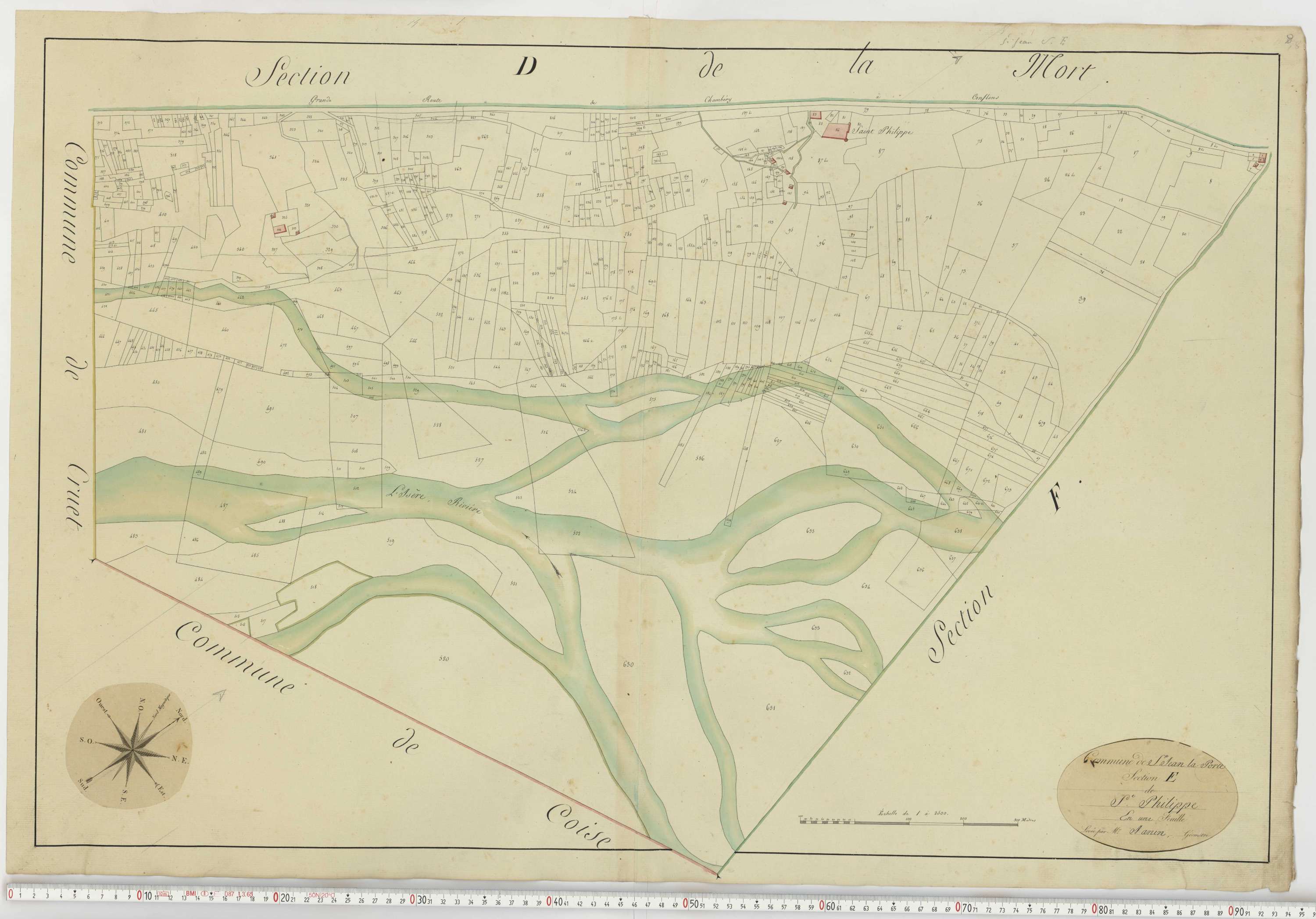 Aiguebelle - Cadastre napoléonien : plan cadastral. - Fréterive, Grésy, Saint-Jean-de-la-Porte, Saint-Pierre-d'Albigny.