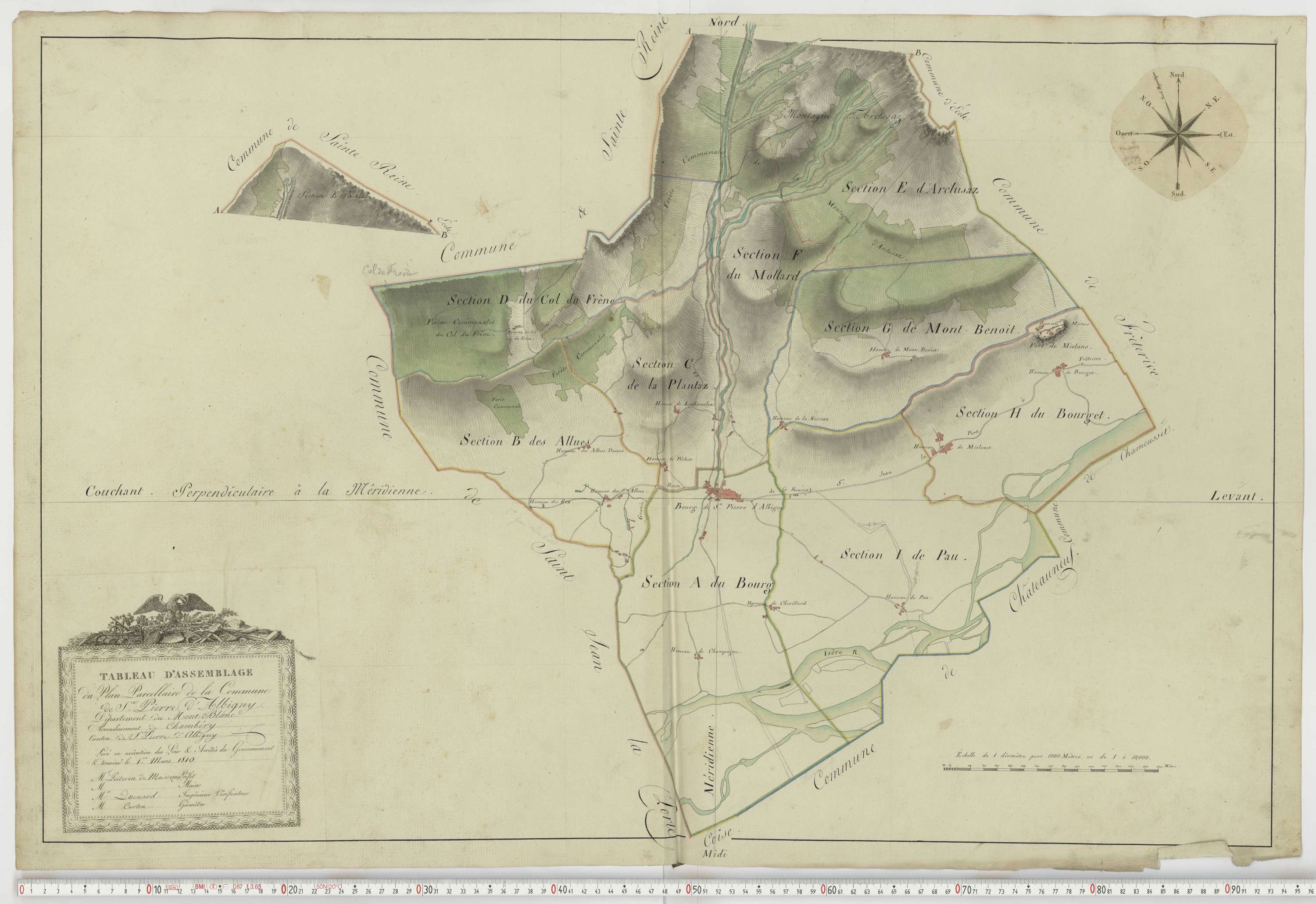 Aiguebelle - Cadastre napoléonien : plan cadastral. - Fréterive, Grésy, Saint-Jean-de-la-Porte, Saint-Pierre-d'Albigny.