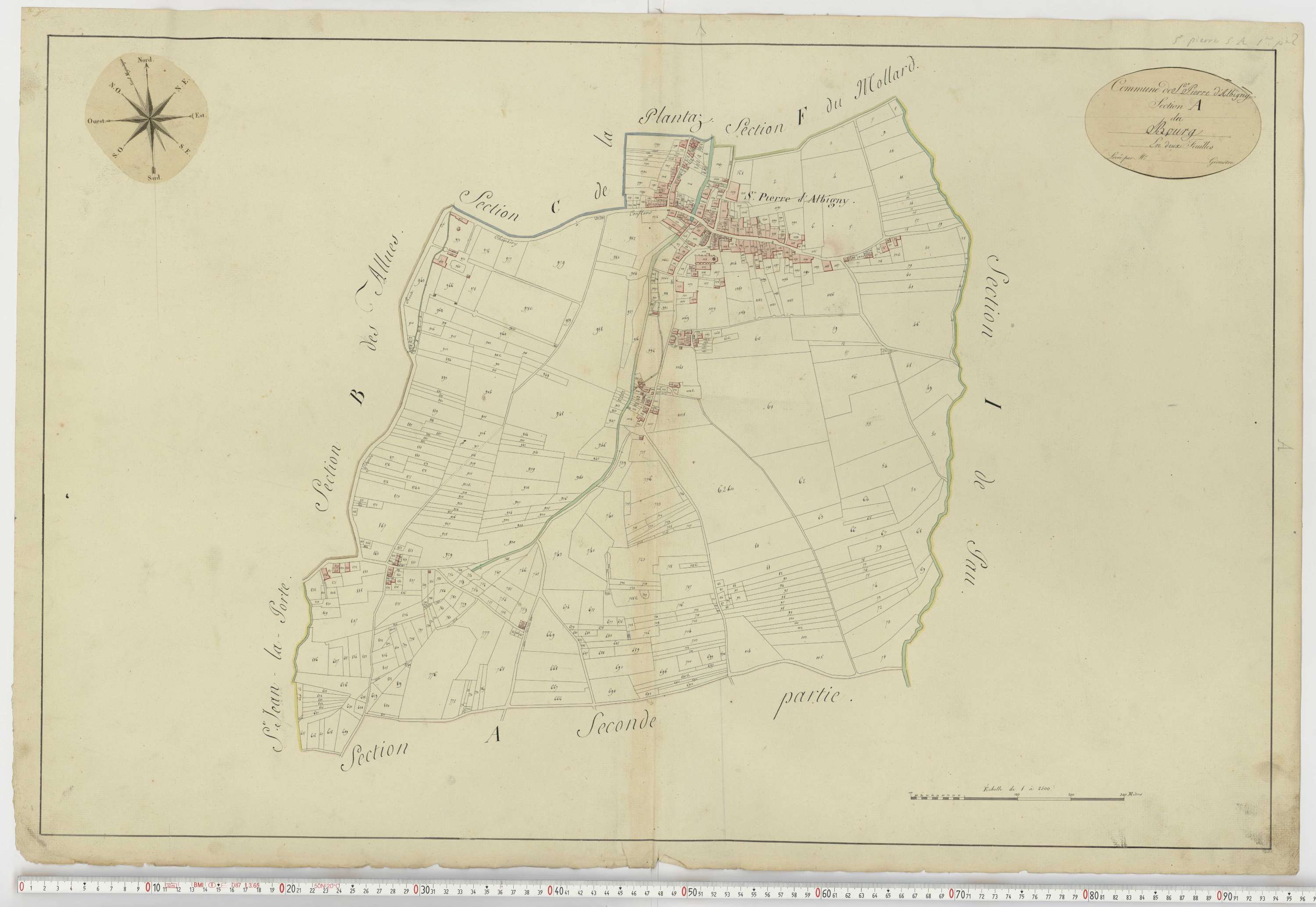 Aiguebelle - Cadastre napoléonien : plan cadastral. - Fréterive, Grésy, Saint-Jean-de-la-Porte, Saint-Pierre-d'Albigny.