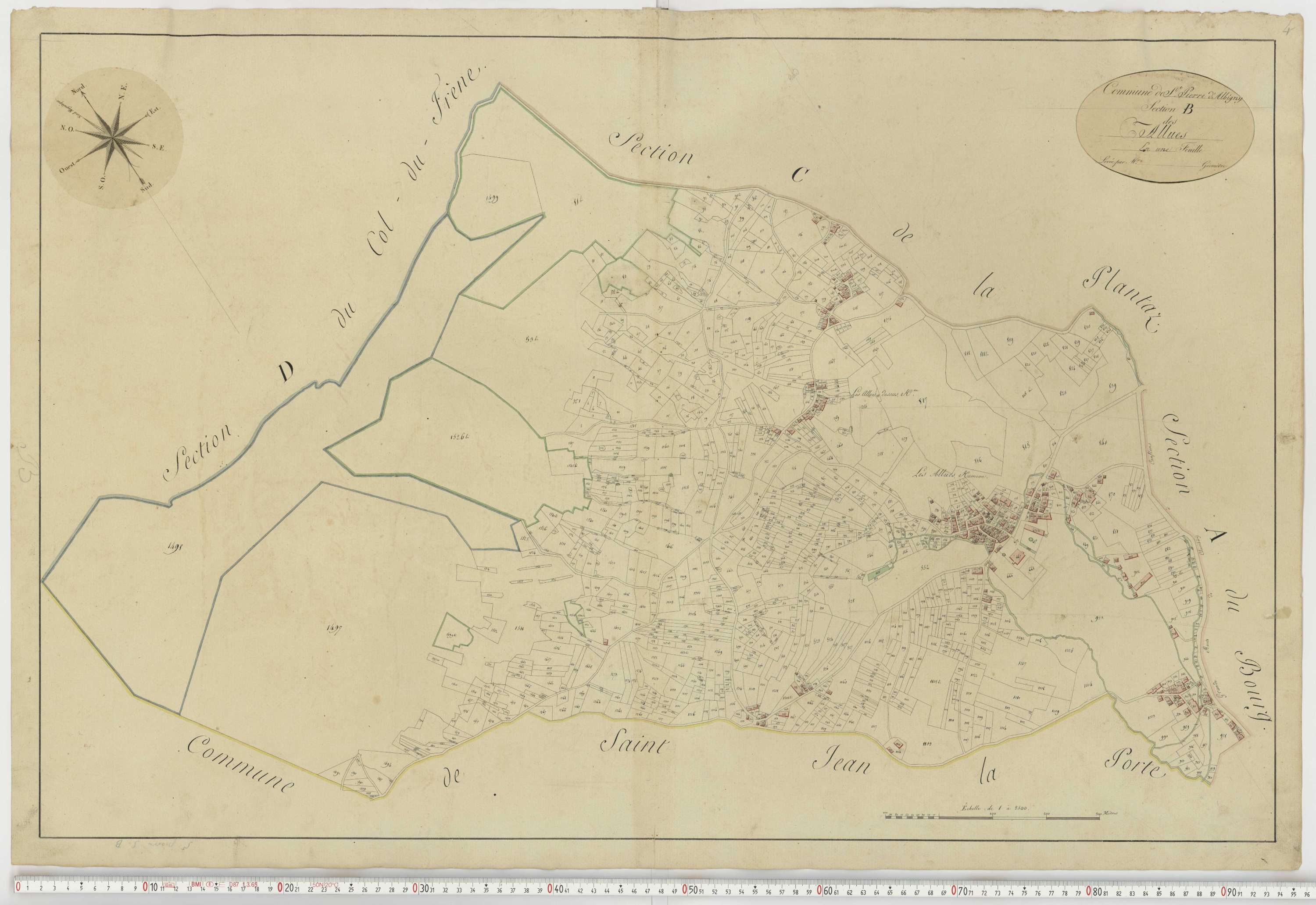 Aiguebelle - Cadastre napoléonien : plan cadastral. - Fréterive, Grésy, Saint-Jean-de-la-Porte, Saint-Pierre-d'Albigny.