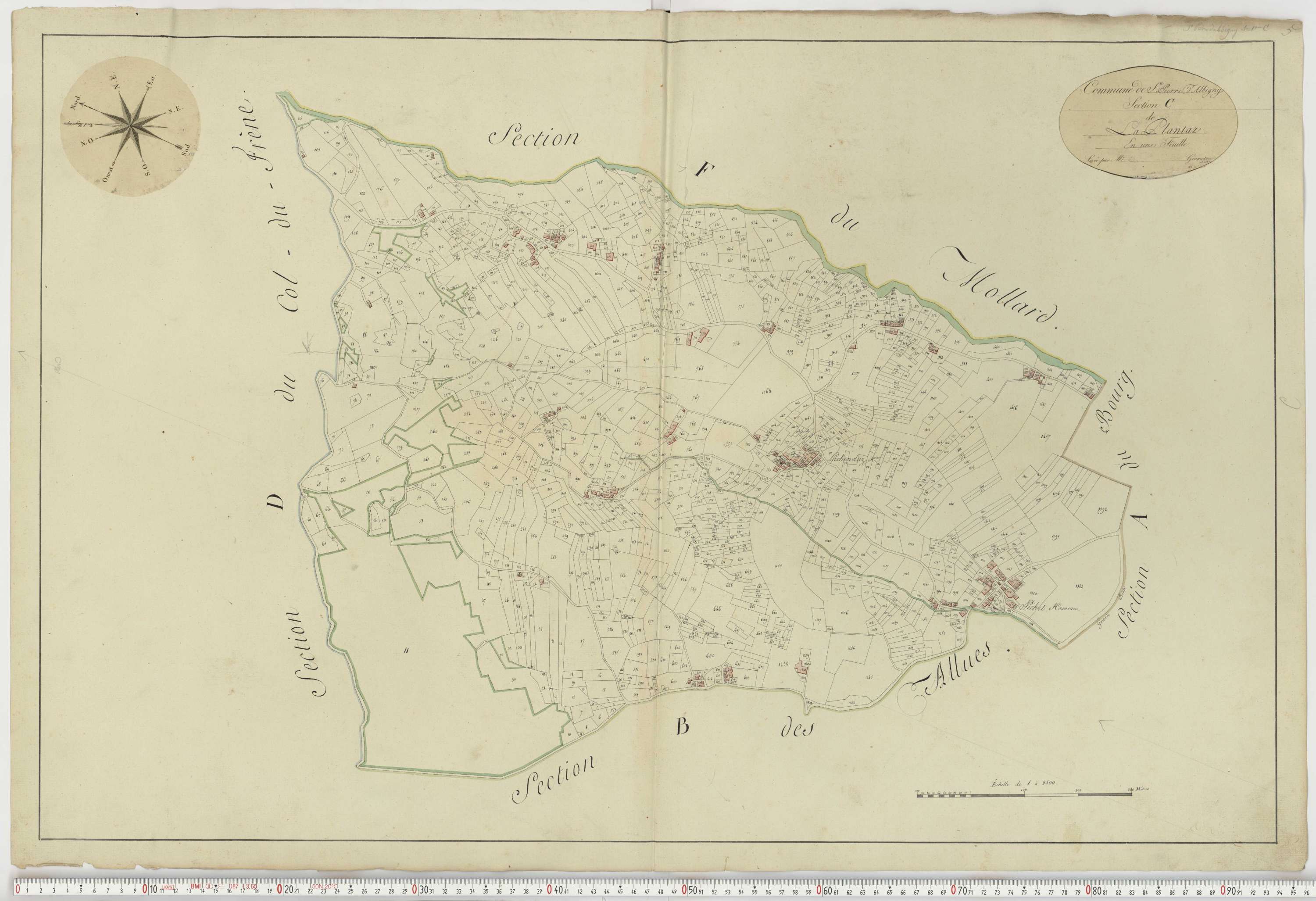 Aiguebelle - Cadastre napoléonien : plan cadastral. - Fréterive, Grésy, Saint-Jean-de-la-Porte, Saint-Pierre-d'Albigny.