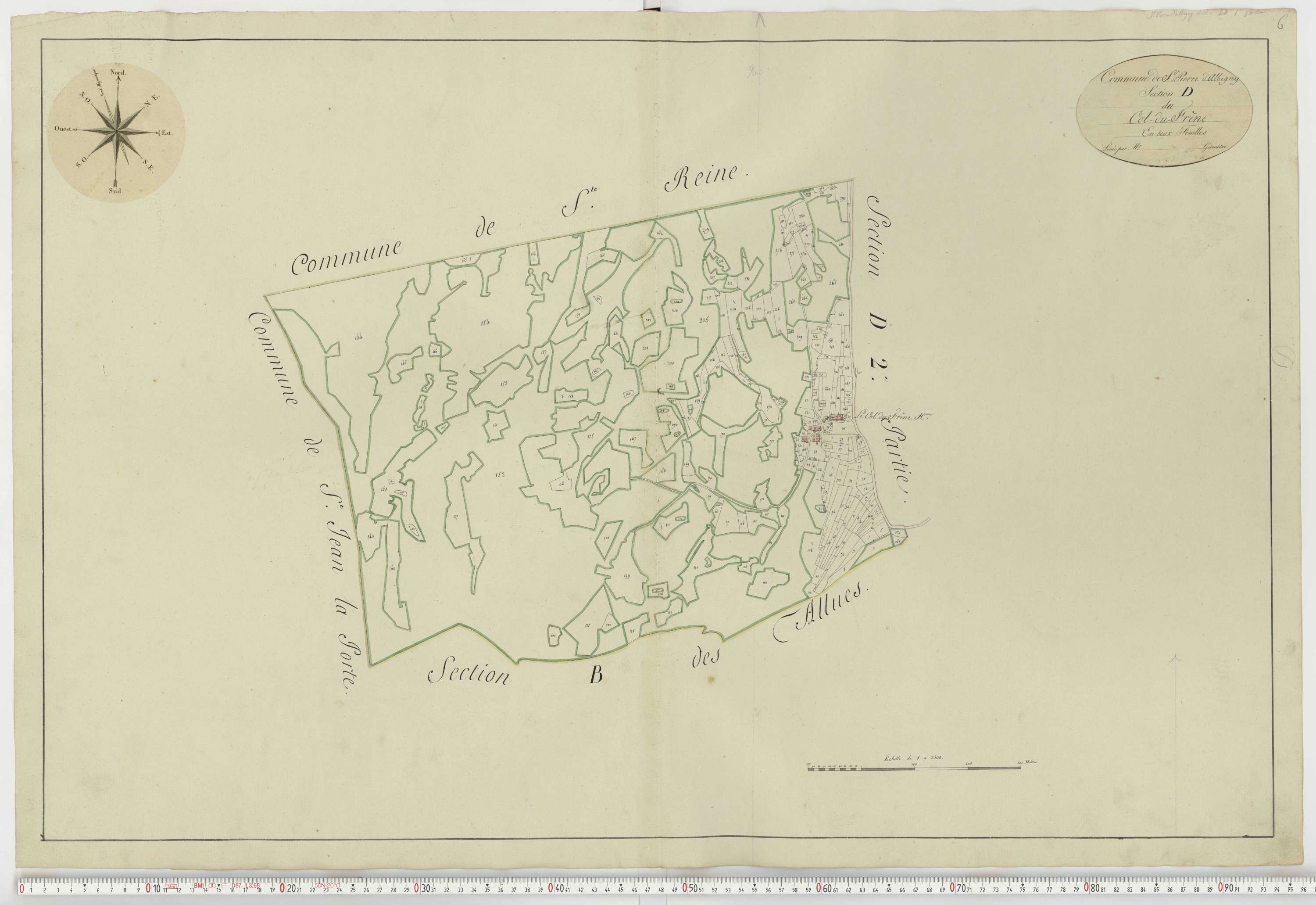 Aiguebelle - Cadastre napoléonien : plan cadastral. - Fréterive, Grésy, Saint-Jean-de-la-Porte, Saint-Pierre-d'Albigny.