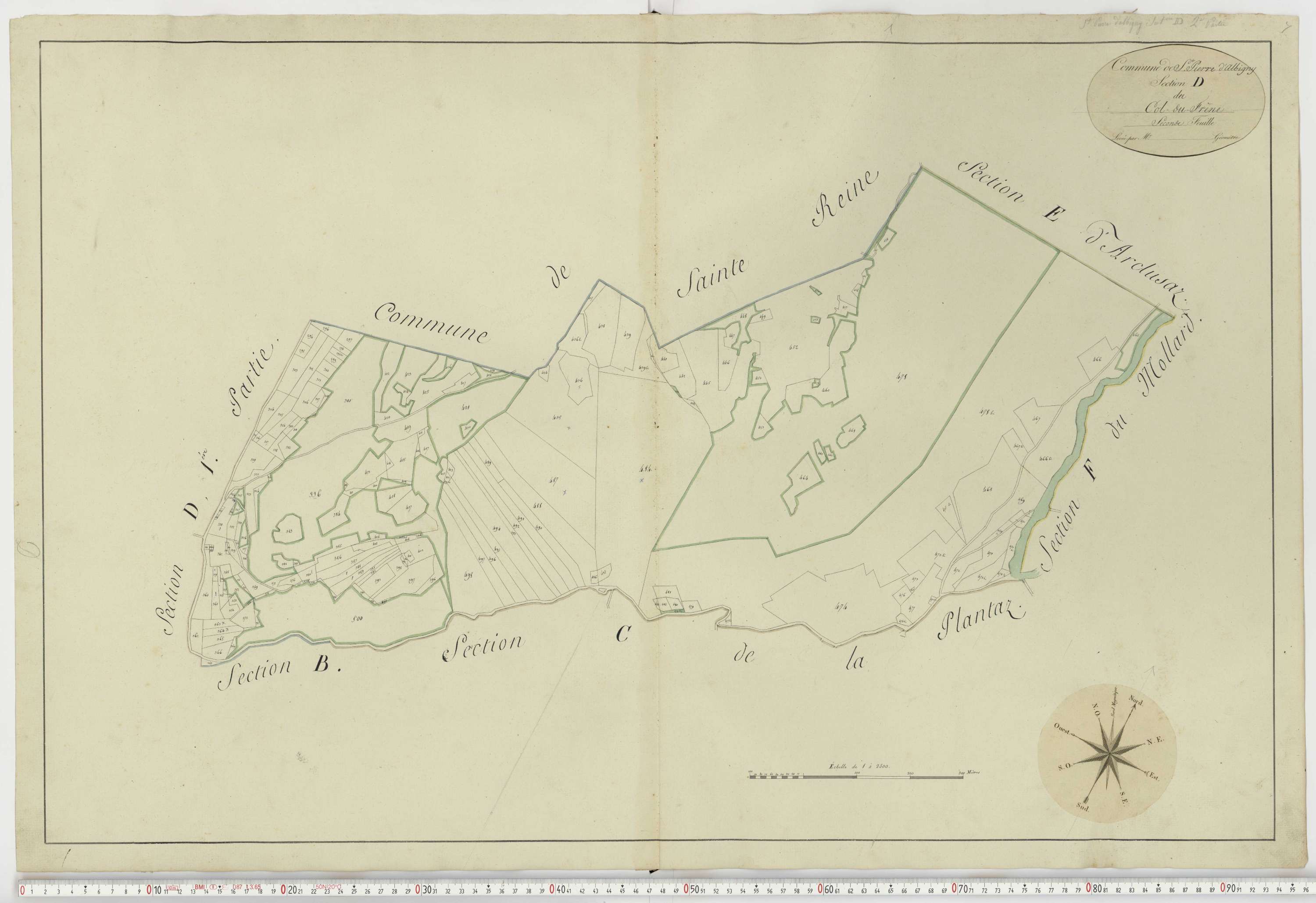 Aiguebelle - Cadastre napoléonien : plan cadastral. - Fréterive, Grésy, Saint-Jean-de-la-Porte, Saint-Pierre-d'Albigny.