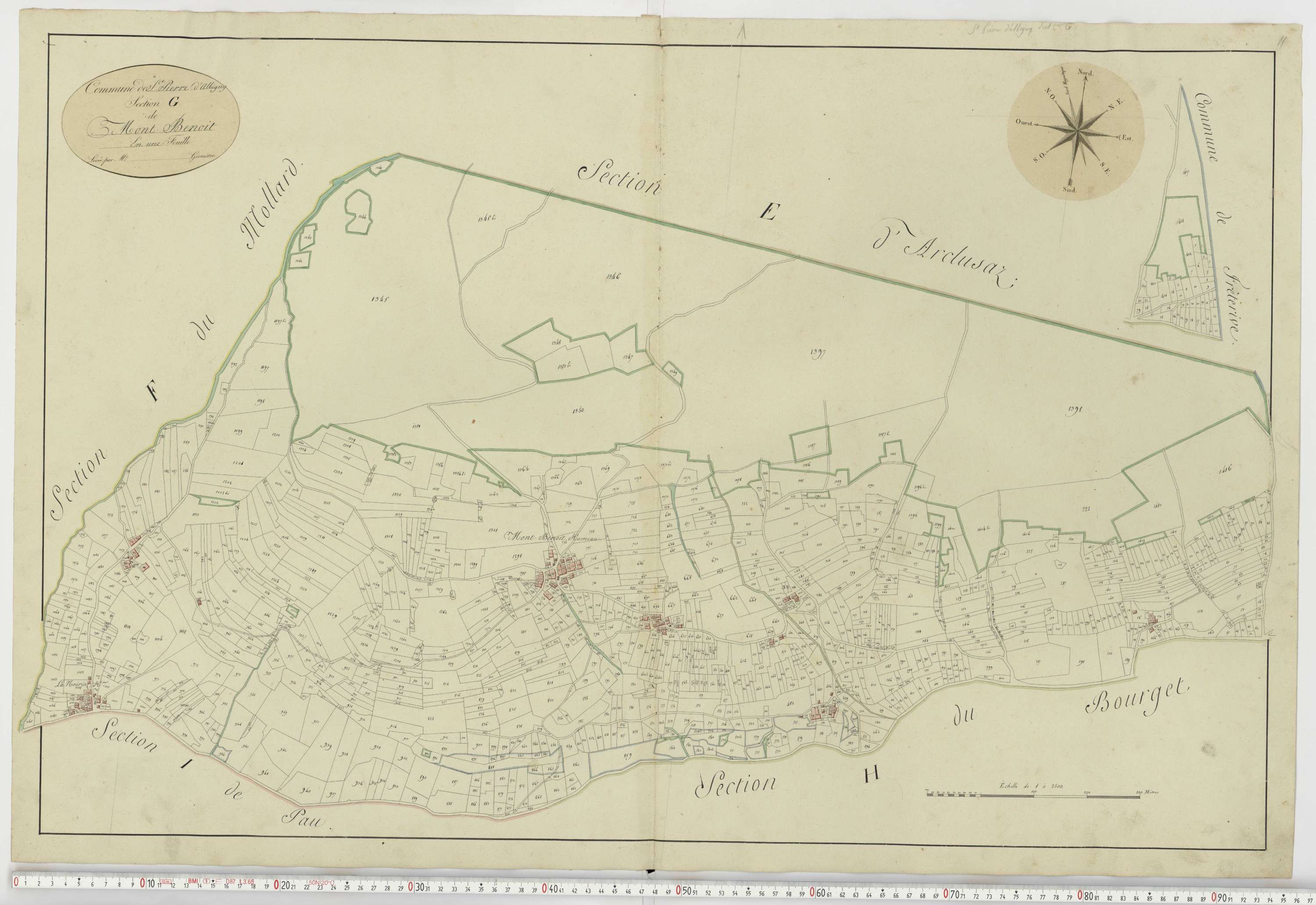 Aiguebelle - Cadastre napoléonien : plan cadastral. - Fréterive, Grésy, Saint-Jean-de-la-Porte, Saint-Pierre-d'Albigny.